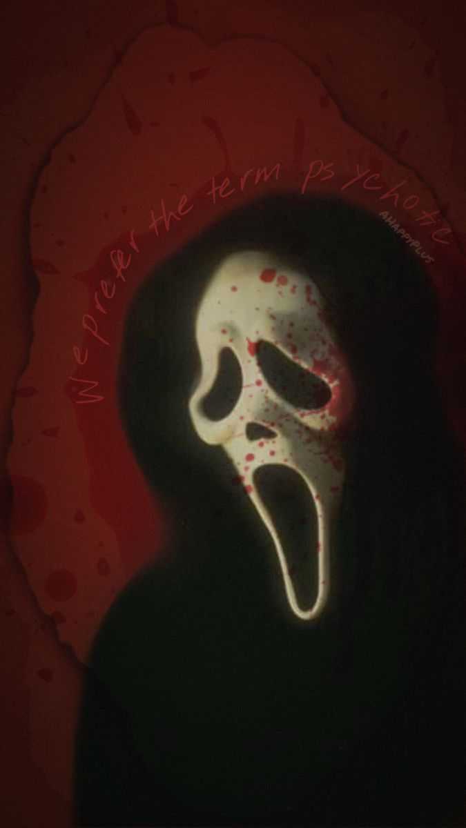 Maschera Ghostface, sangue rosso, 675x1200 Verticale, Telefono
