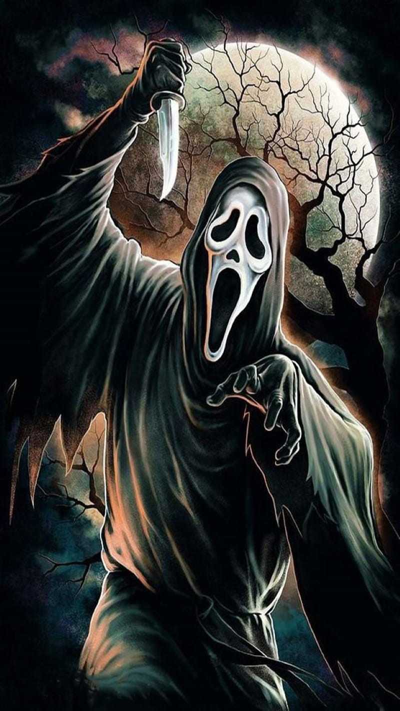 Ghostface con coltello, luna, 800x1422 Full HD Verticale, iPhone
