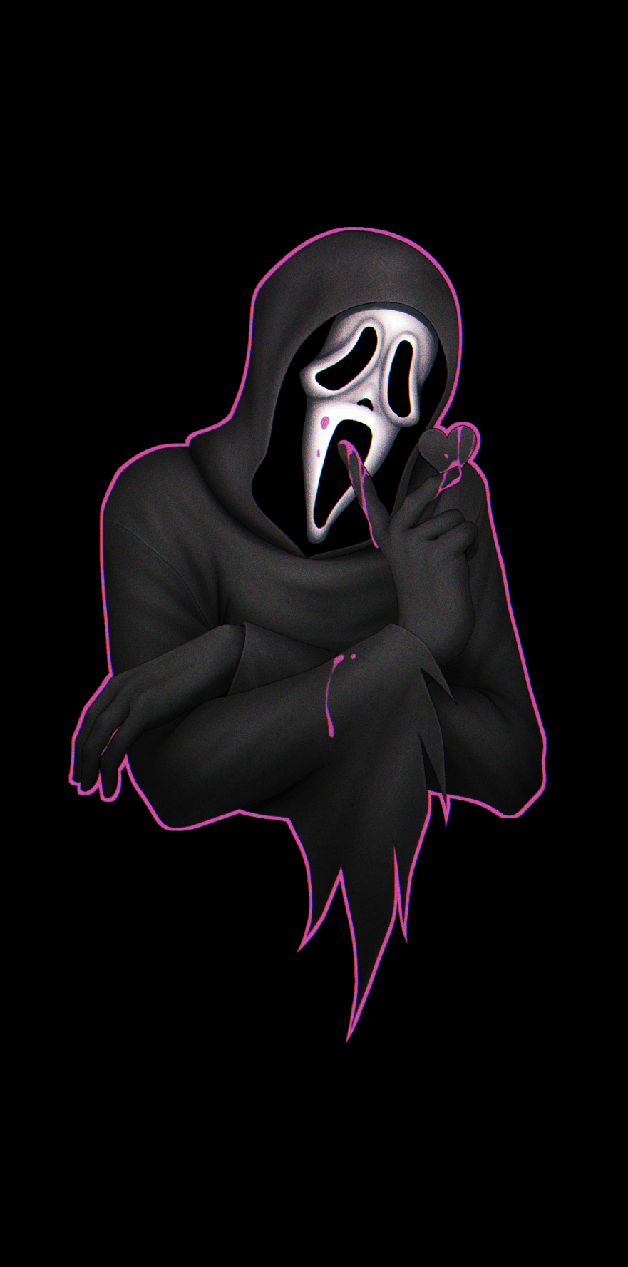 Ghostface con contorno neon rosa, 881x1776 Full HD Verticale, iPhone