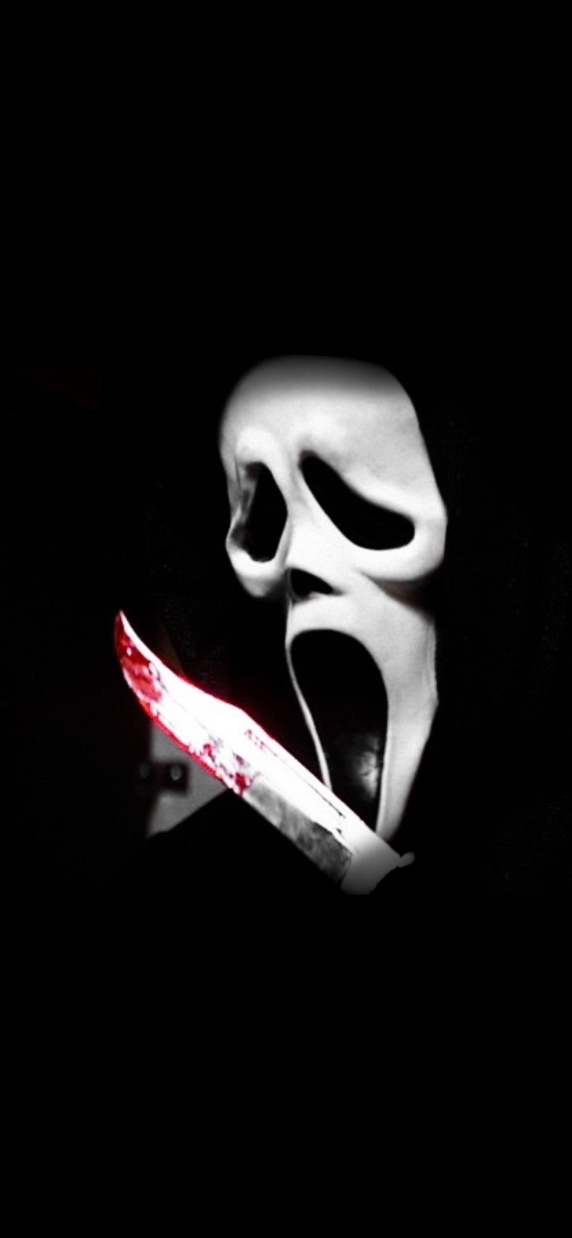 Ghostface maschera coltello insanguinato, 828x1792 Full HD Verticale, Smartphone