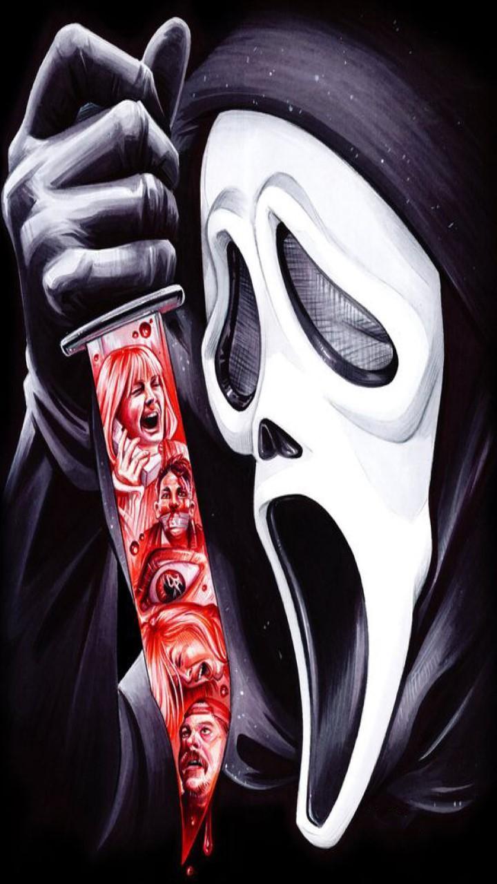 Ghostface con coltello insanguinato, 720x1280 Full HD Verticale, Smartphone
