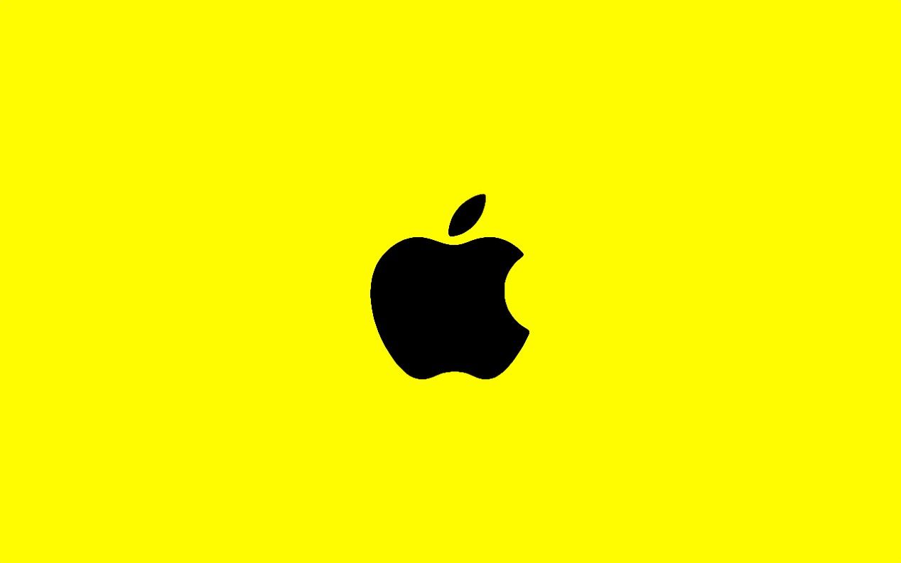 Logo Apple sfondo giallo, Cupertino, 1268x793 HD, Laptop