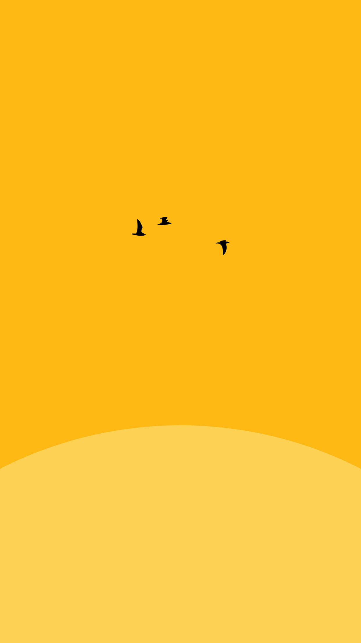 Uccelli minimal su giallo, 1242x2208 Verticale, Telefono