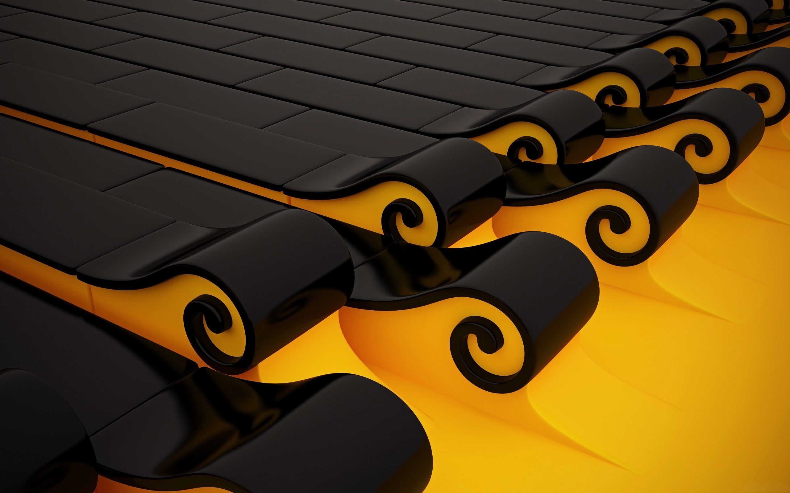 Riccioli neri su fondo giallo, 2560x1600 2K+, Desktop