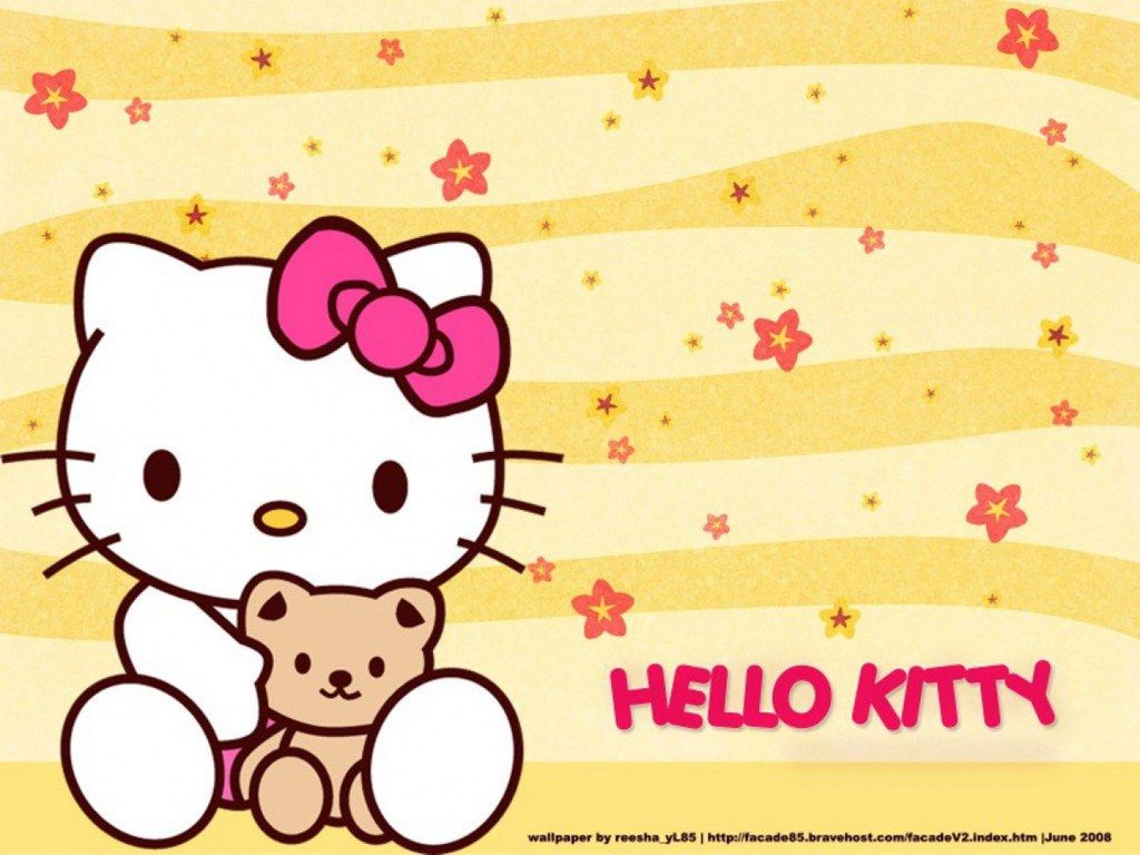 Hello Kitty con orsetto giallo, kawaii, 1024x768 HD, PC