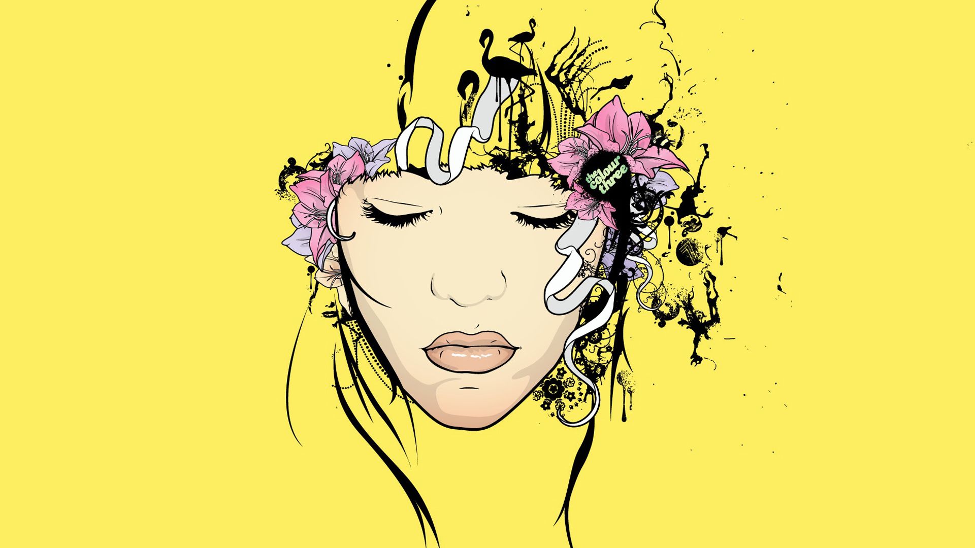 Volto donna disegnato sfondo giallo, 1920x1080 Full HD, Desktop