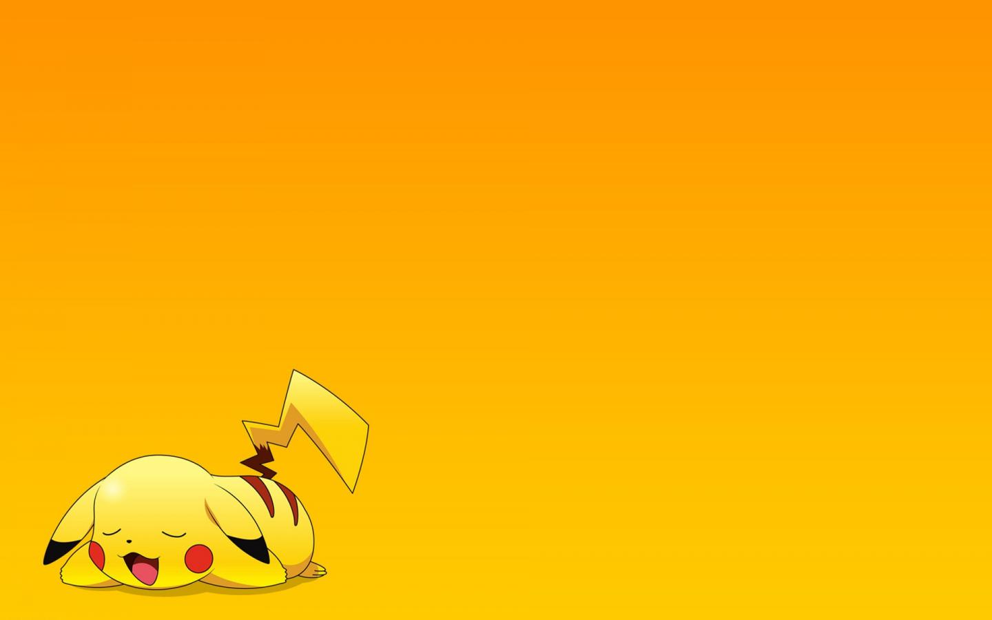 Pikachu sdraiato sfondo giallo, Pokémon, 1440x900 HD, Desktop
