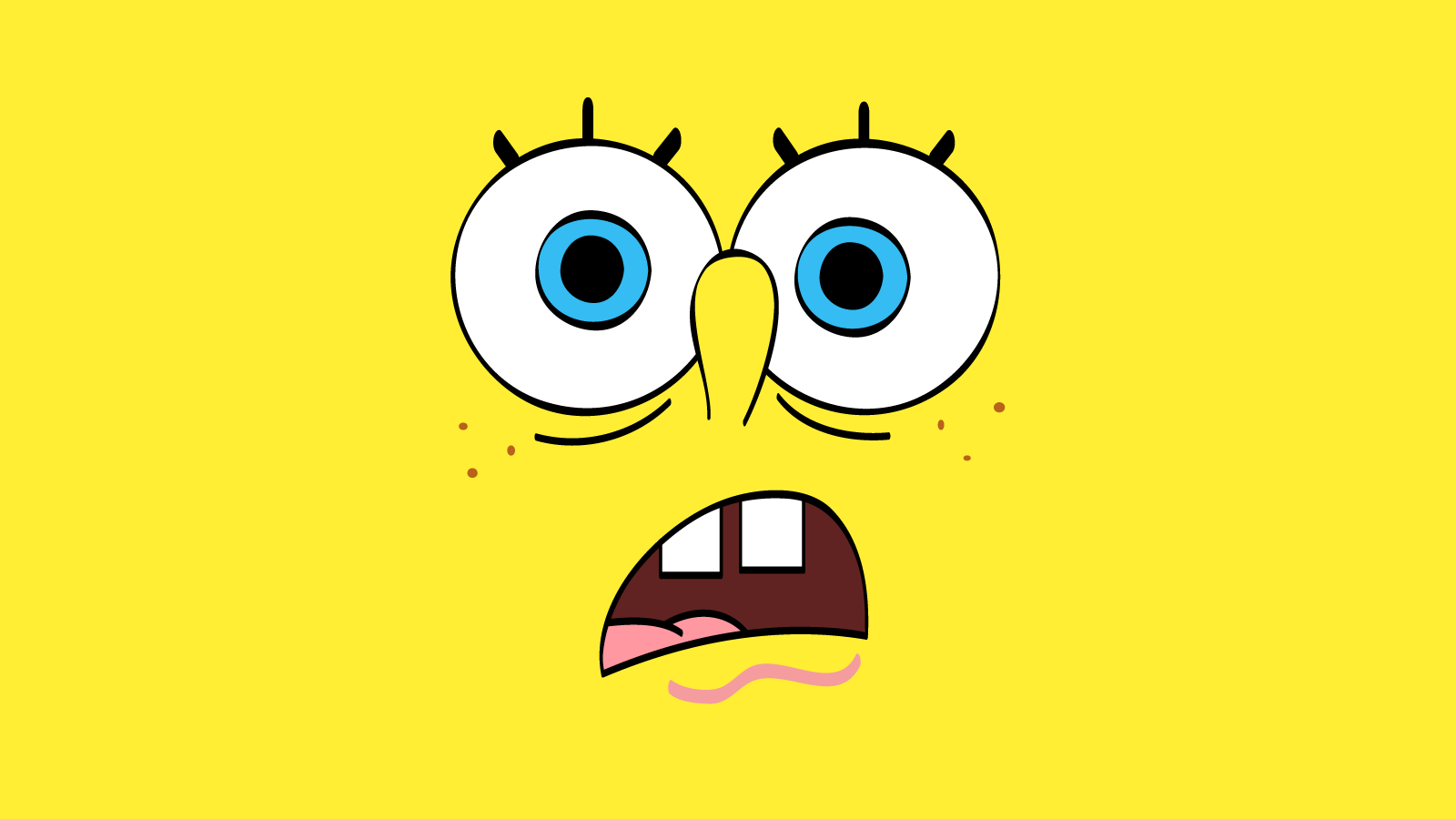 SpongeBob faccia spaventata gialla, cartone animato, 1600x900 HD, Desktop
