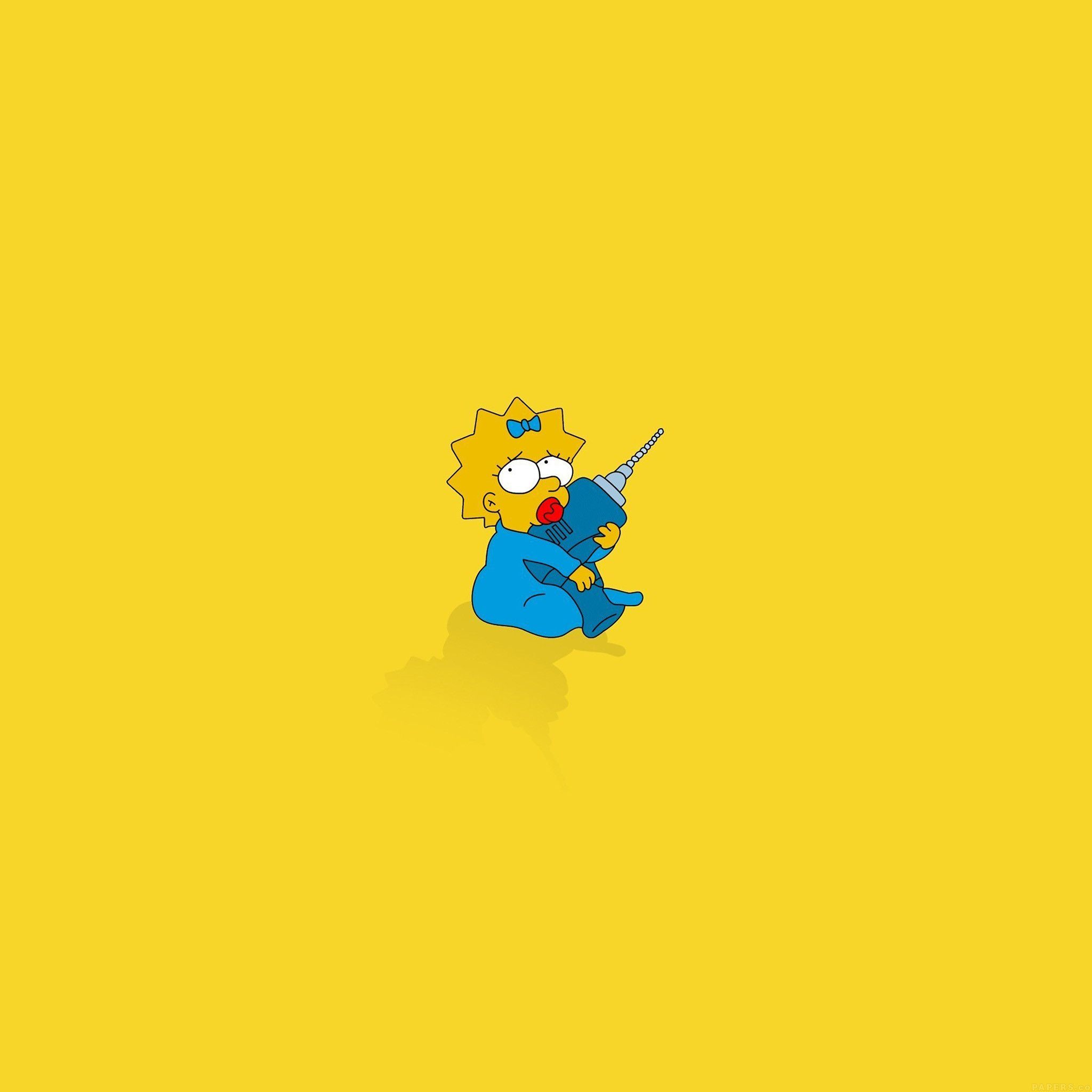 Maggie Simpson sfondo giallo, serie animata, 2048x2048 Hi-Res, Desktop