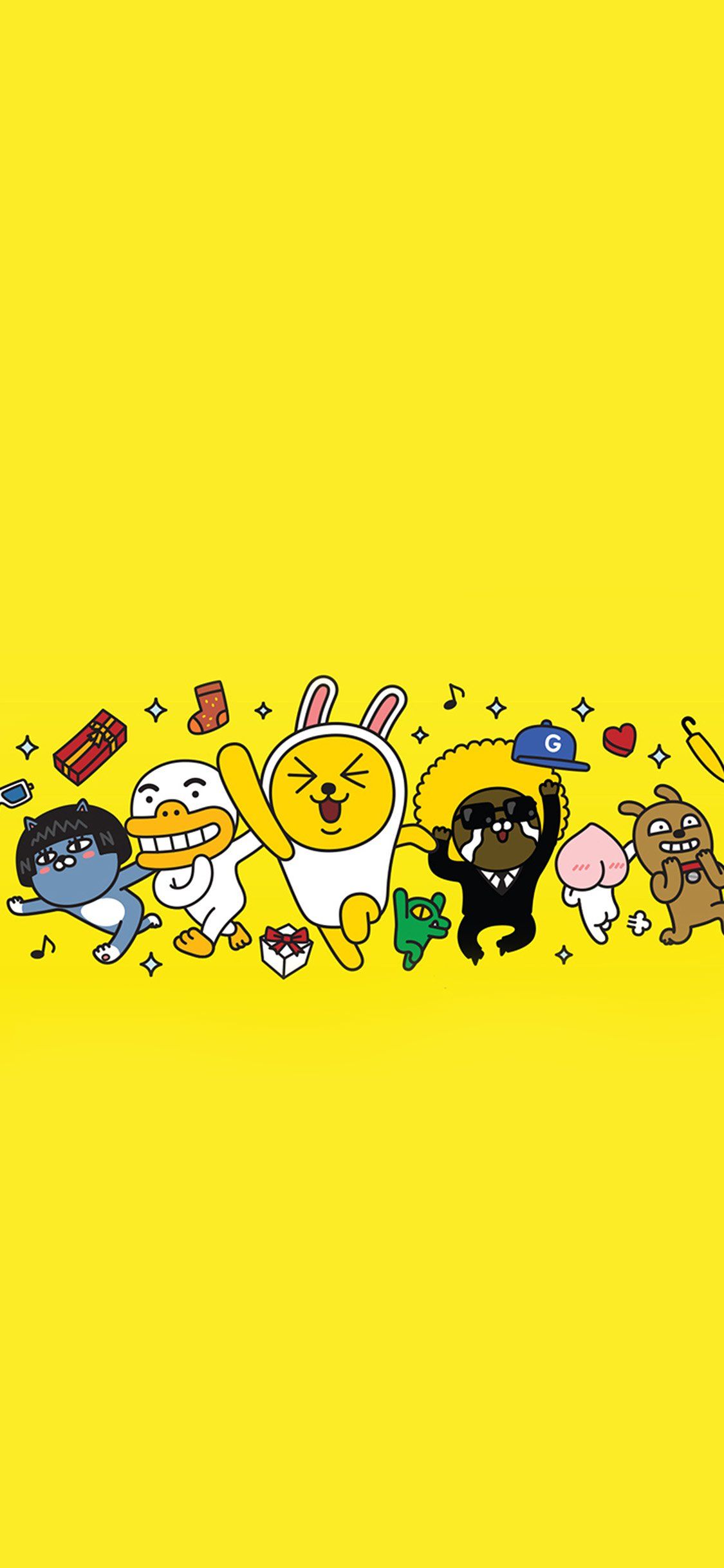 Kakao Friends personaggi gialli, 1125x2436 Full HD Verticale, Smartphone