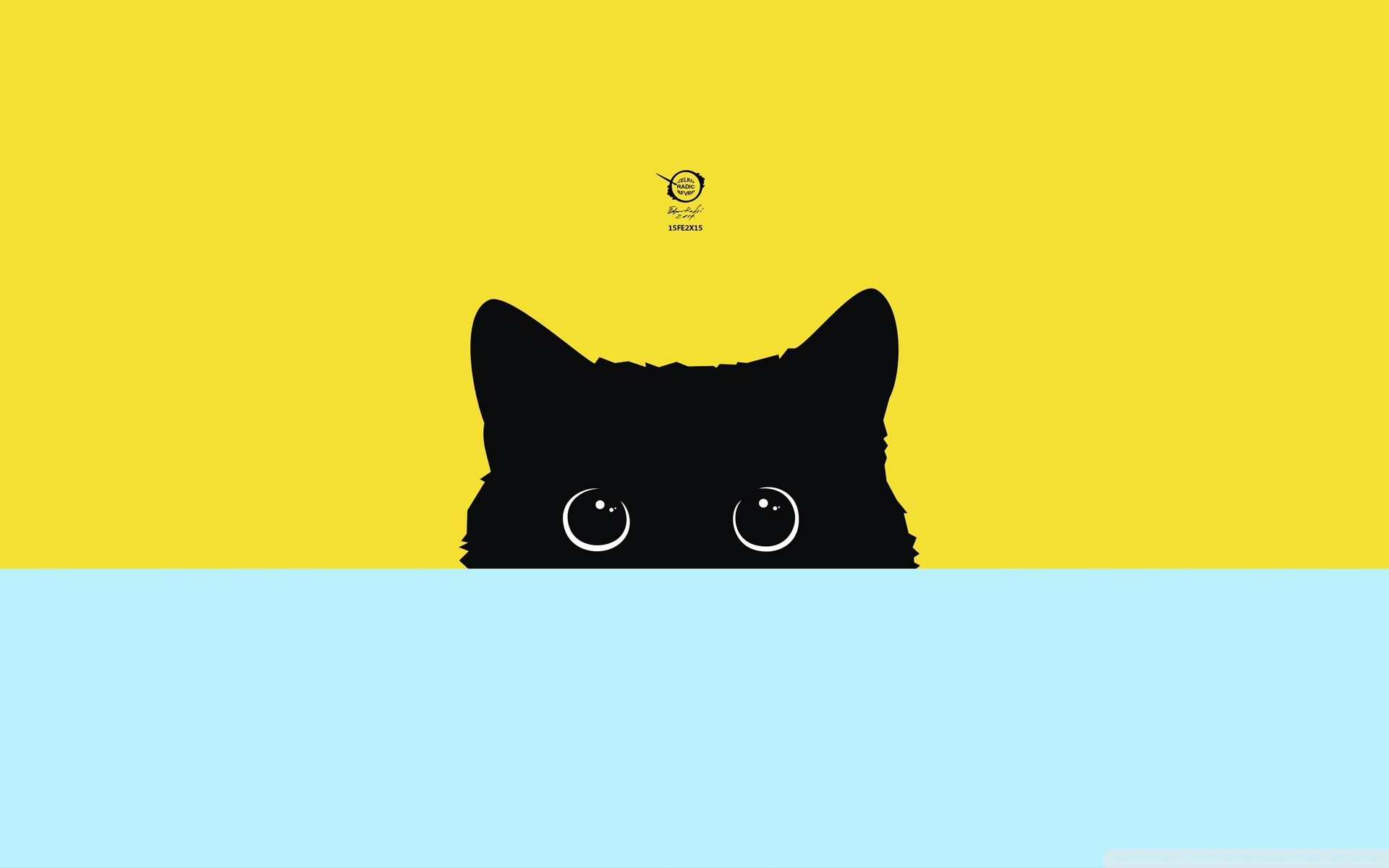 Gatto nero sbircia sfondo giallo, 1920x1200 WUXGA, Desktop
