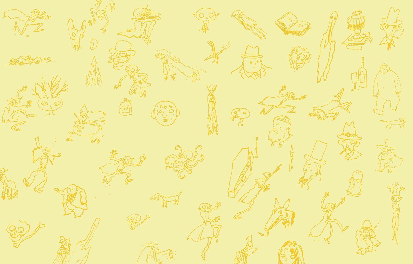 Disegni giallo pastello con animali, 1600x1024 HD, Desktop