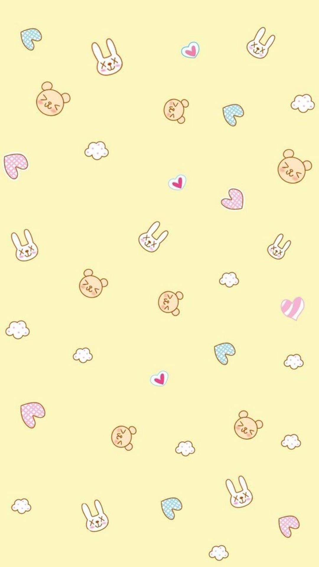Orsetti e coniglietti pastello giallo, 1080x1920 Full HD Verticale, Smartphone