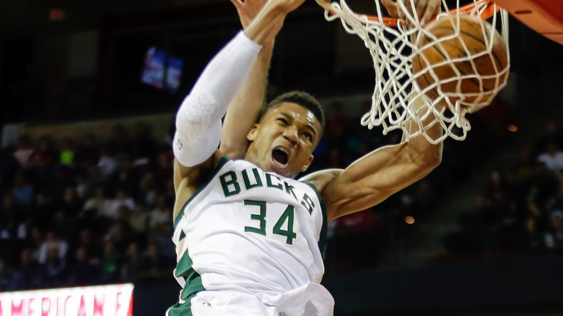 Giannis Antetokounmpo schiacciata Bucks, NBA, 1920x1080 Full HD 1080p, Desktop