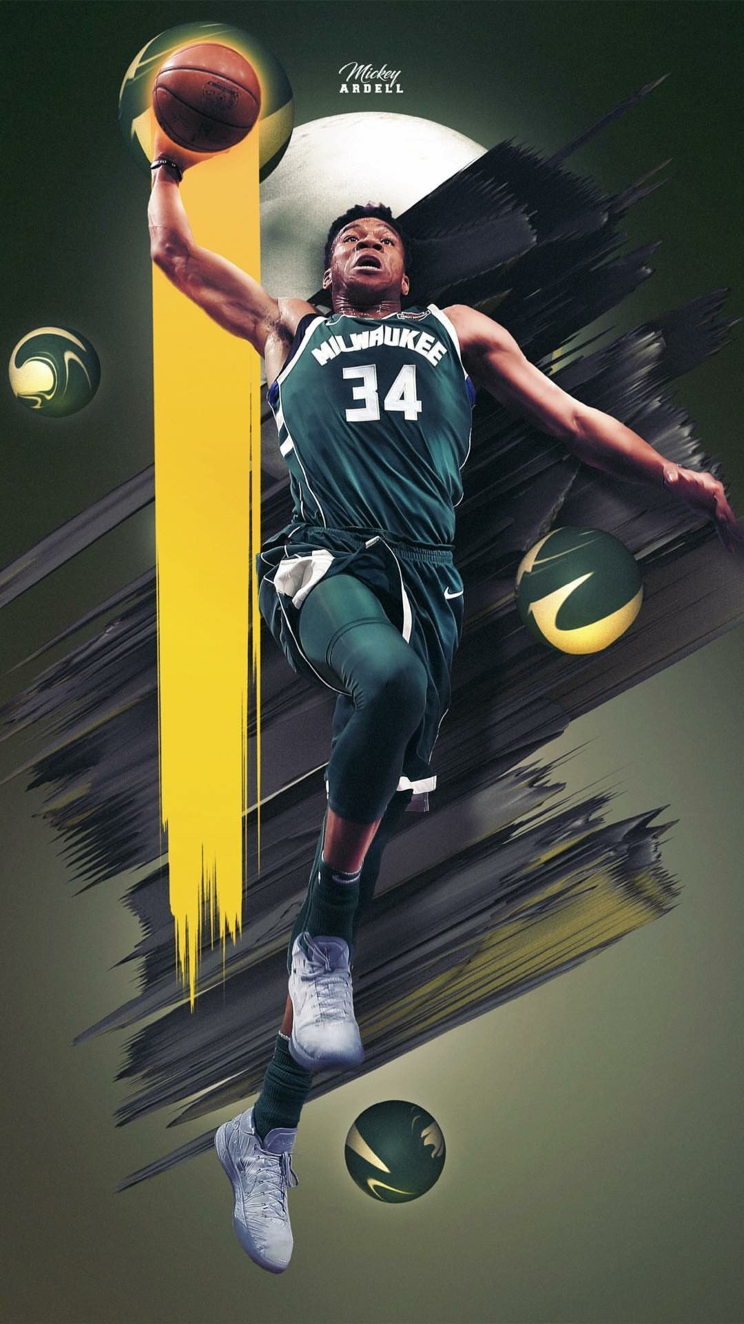 Giannis Antetokounmpo Bucks basket, Milwaukee Bucks, 1080x1920 Full HD Verticale, Smartphone