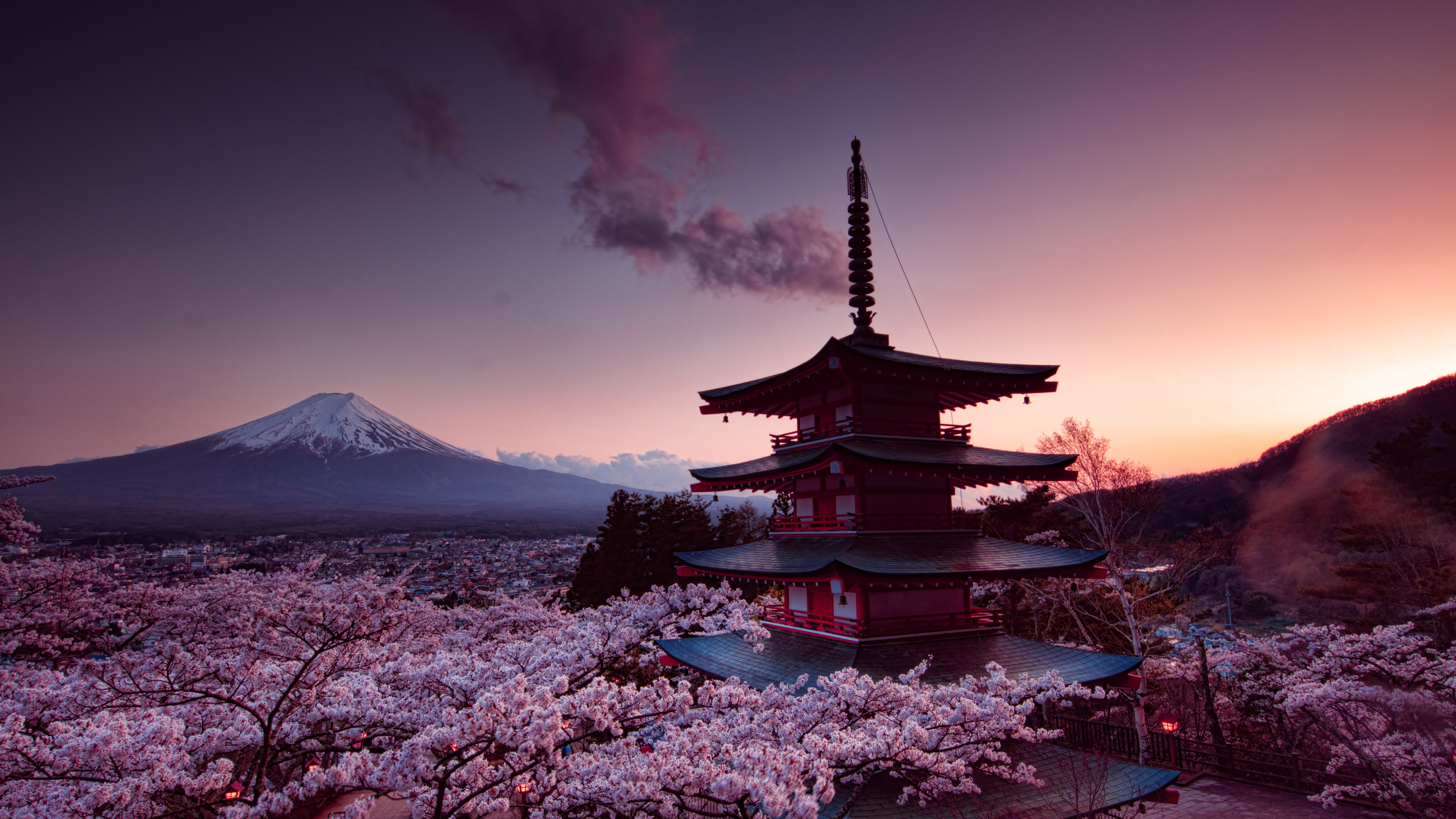 Pagoda Chureito e Monte Fuji, 7680x4320 4K, Smart TV 4K