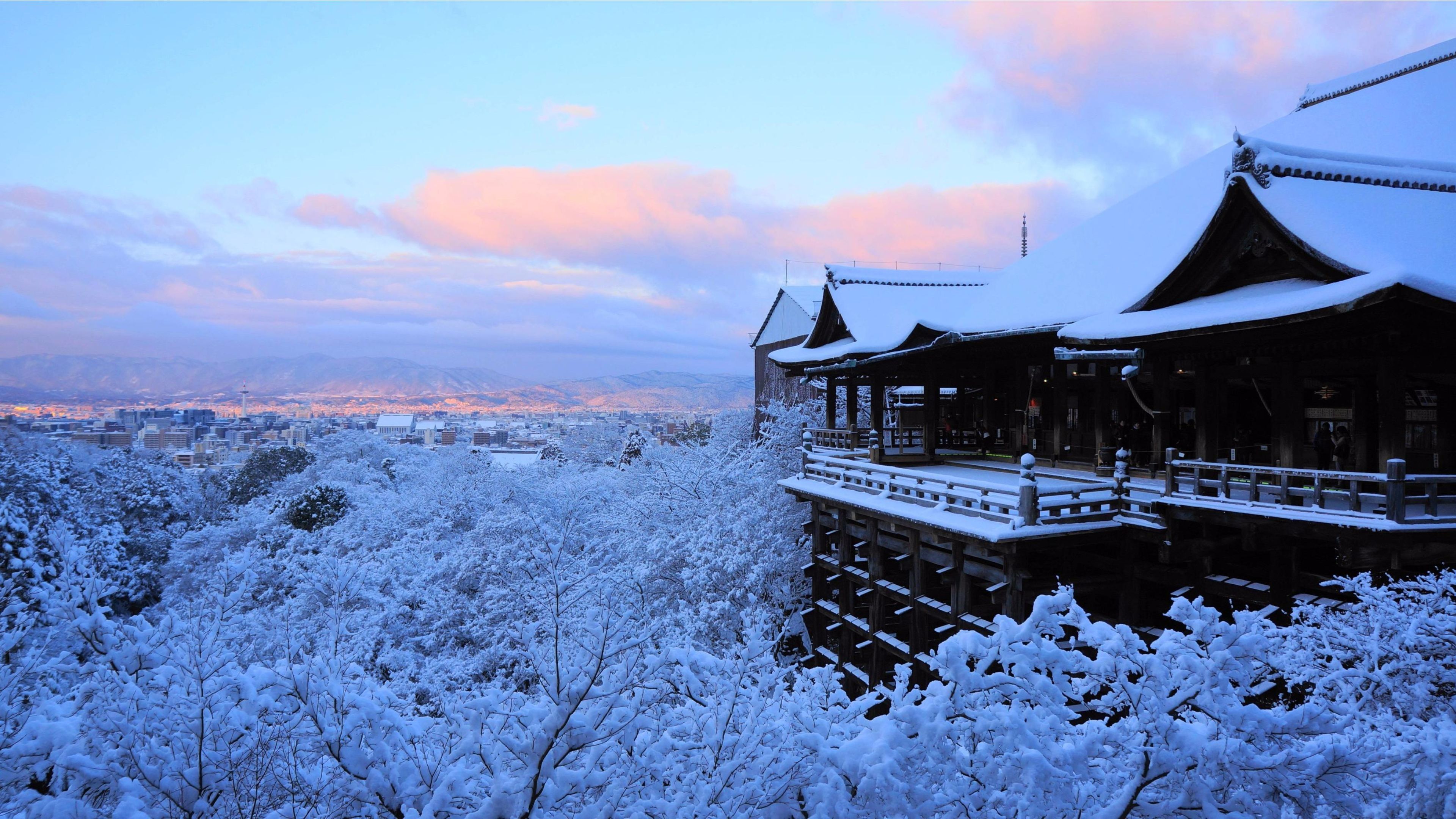 Tempio Kiyomizu-dera sotto neve, 3840x2160 4K Ultra HD, Monitor 4K