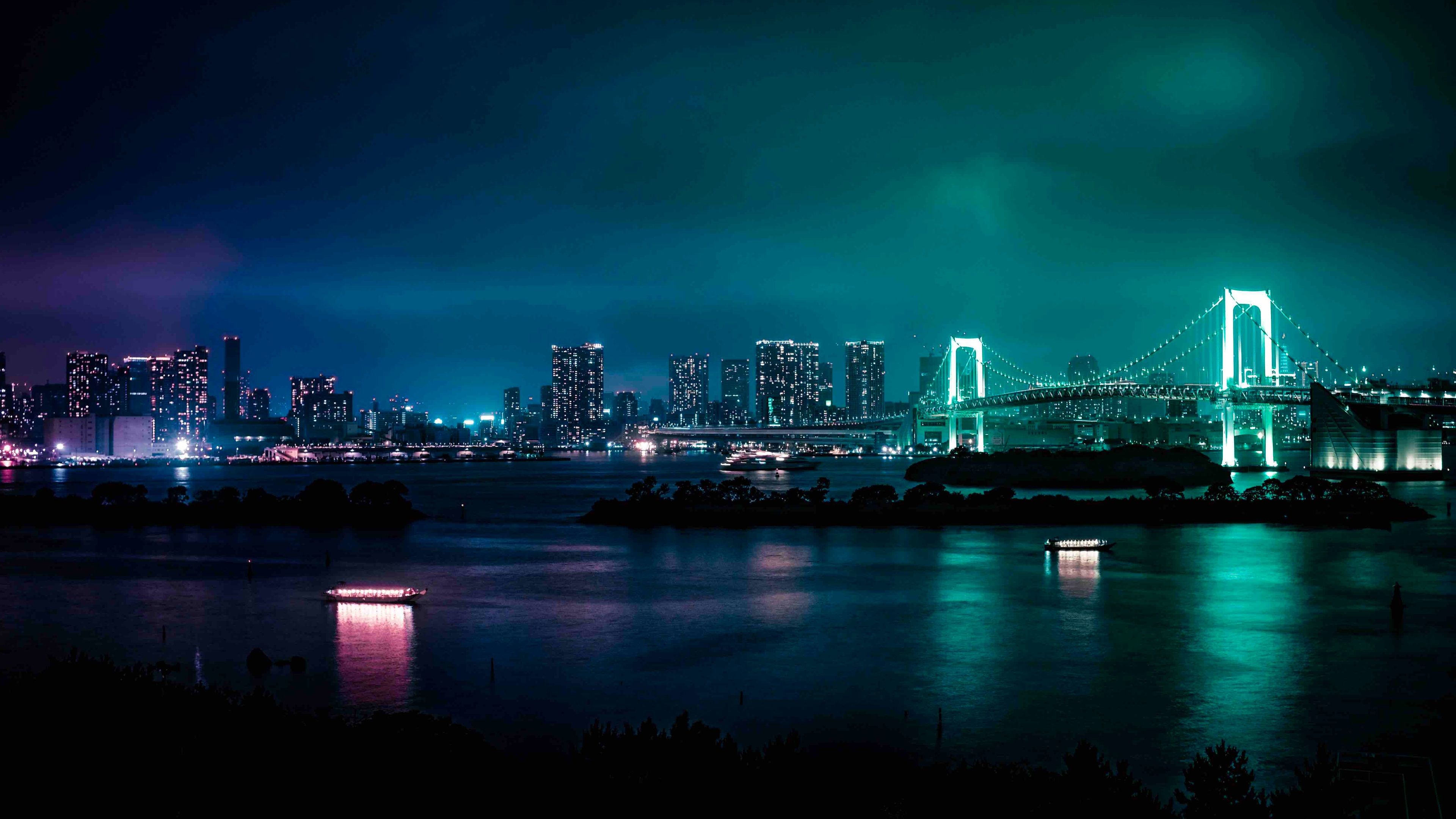 Skyline notturno Tokyo con ponte, 3840x2160 4K, Desktop 4K