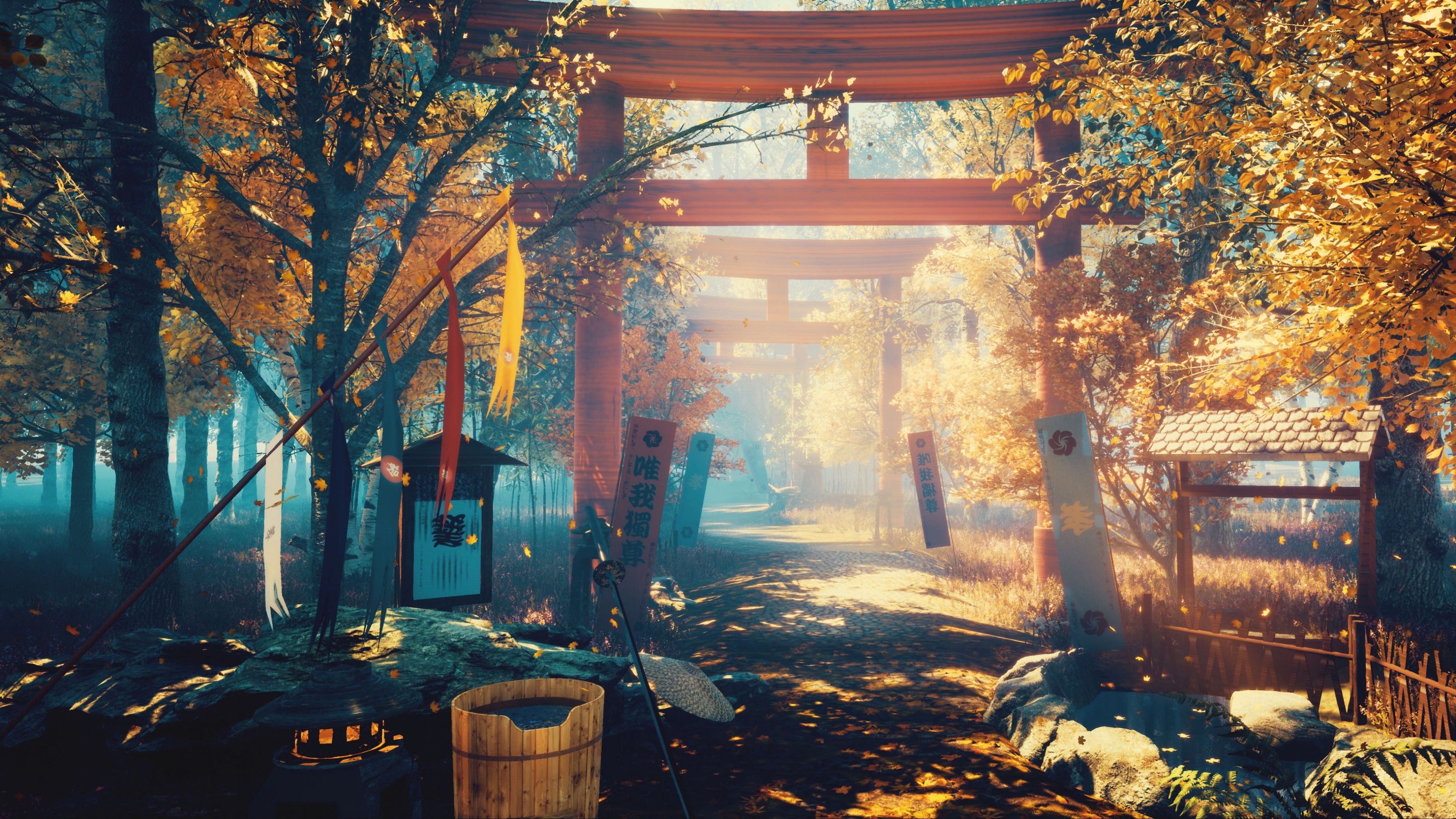 Torii rosso nella foresta, 3840x2160 UHD, Monitor 4K