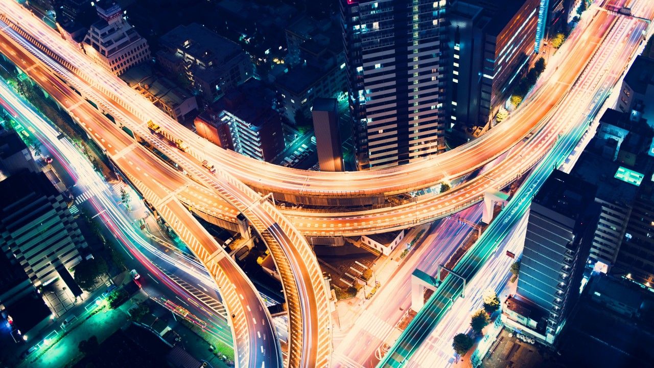 Svincolo autostradale notturno Tokyo, 1280x720 720p, iMac