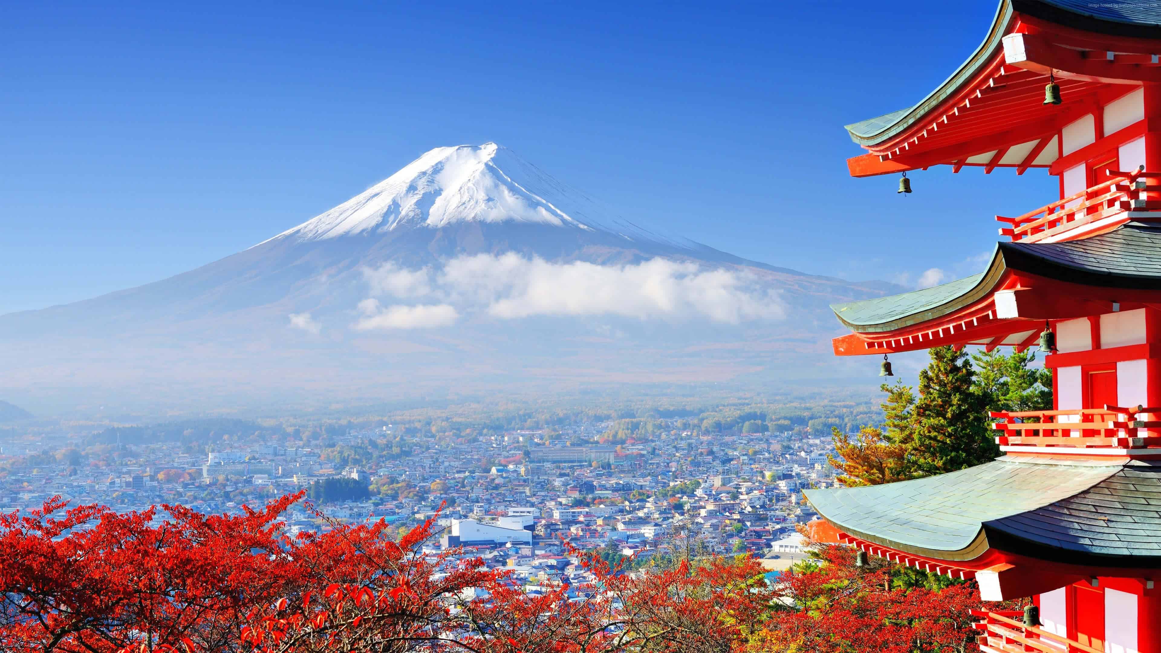 Monte Fuji con pagoda rossa, 3840x2160 Ultra HD, Monitor 4K