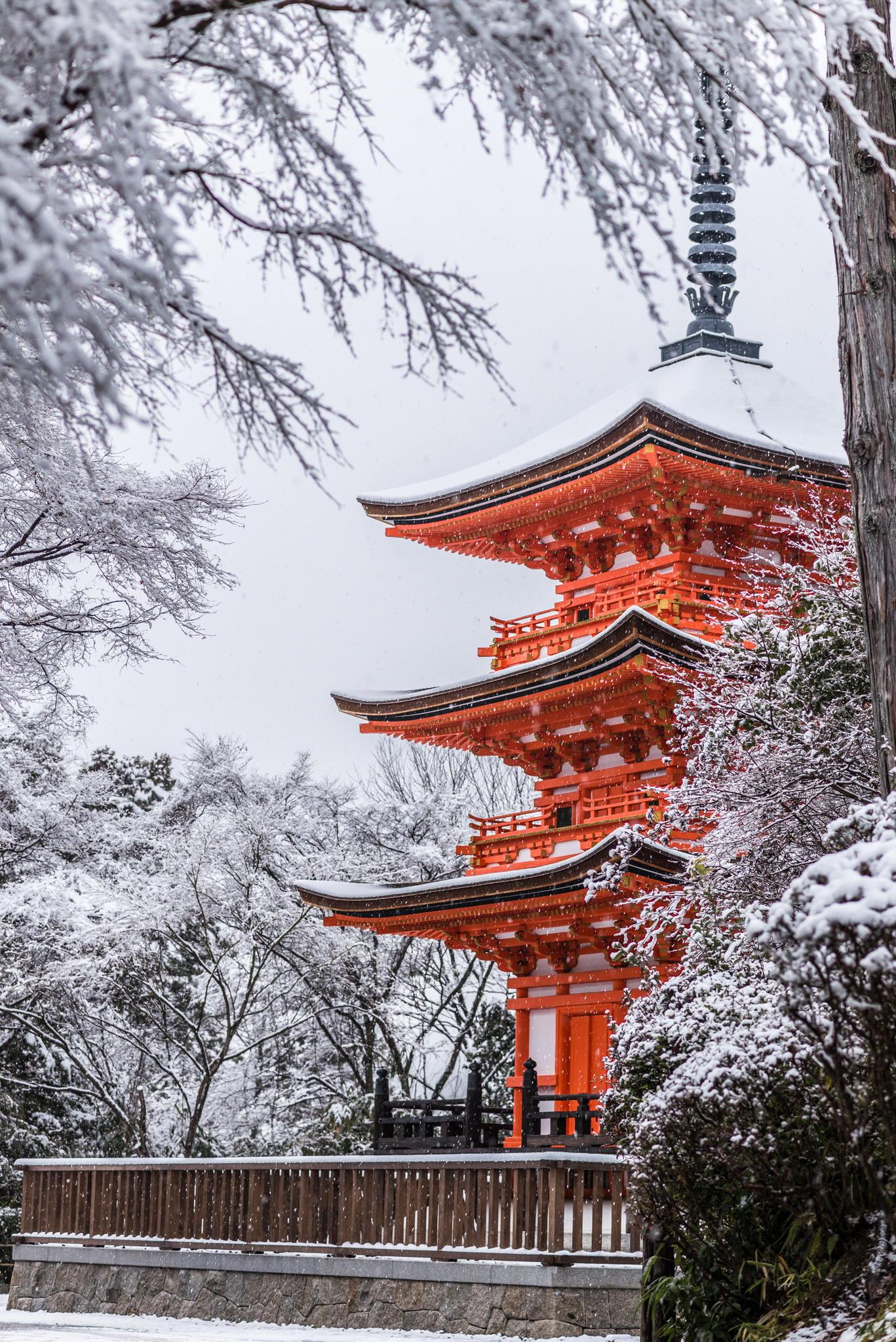 Pagoda rossa giapponese neve, 1367x2048 Full HD Verticale, iPhone