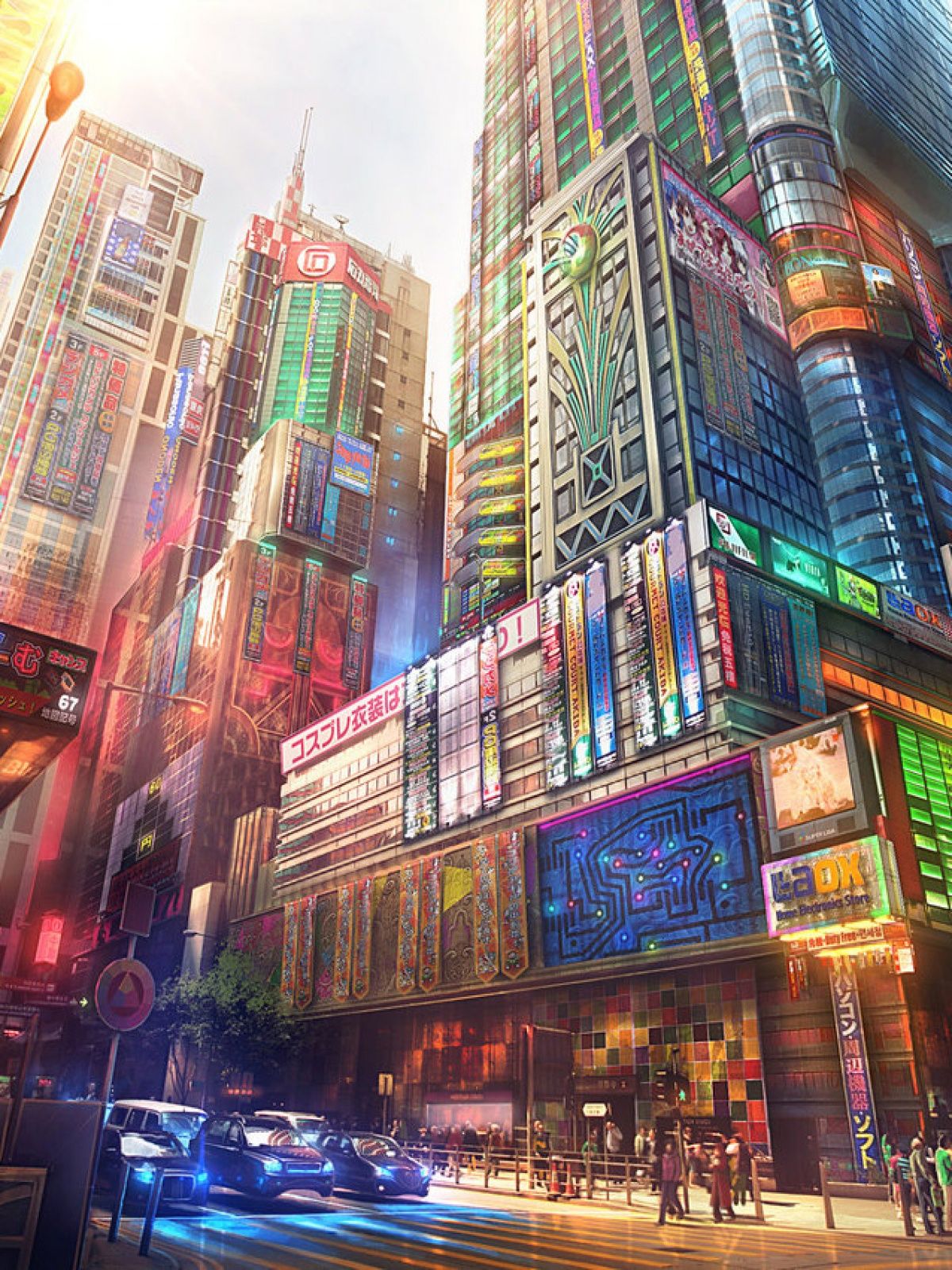 Città giapponese cyberpunk notturna, 1200x1600 Verticale, Mobile