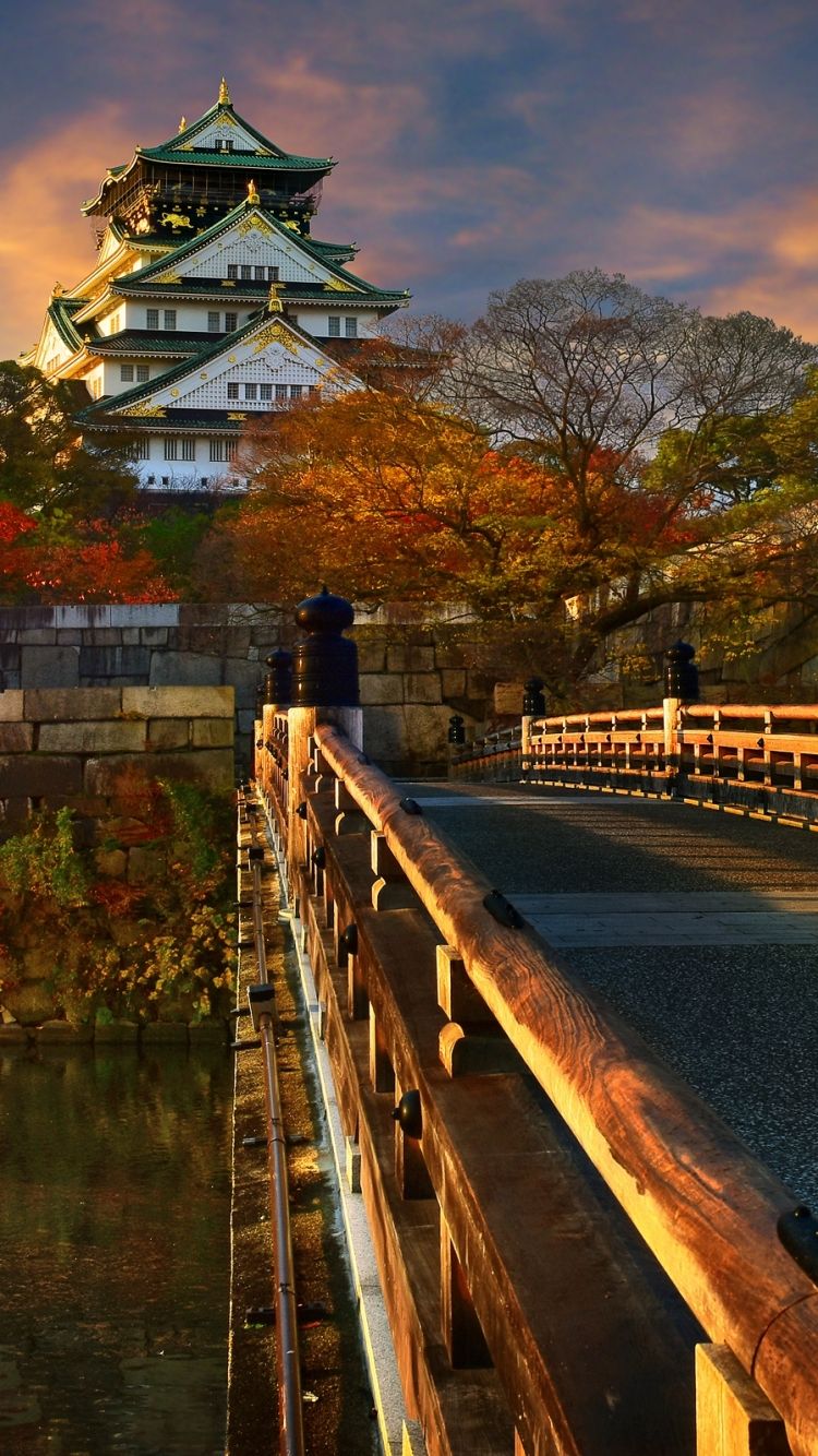 Castello di Osaka al tramonto, 750x1334 Verticale, Mobile