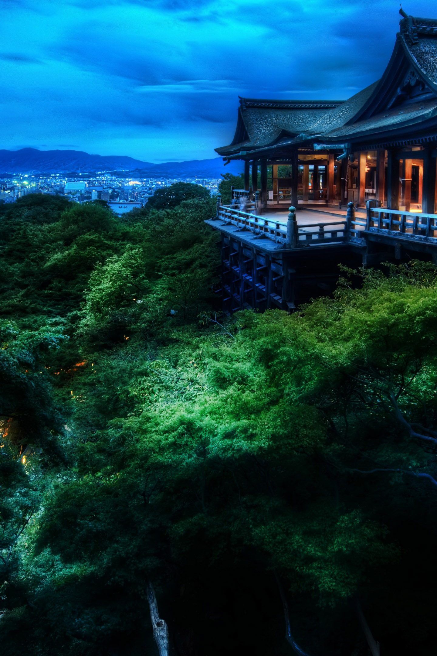 Tempio Kiyomizu-dera notte Kyoto, 1440x2160 Verticale, Telefono