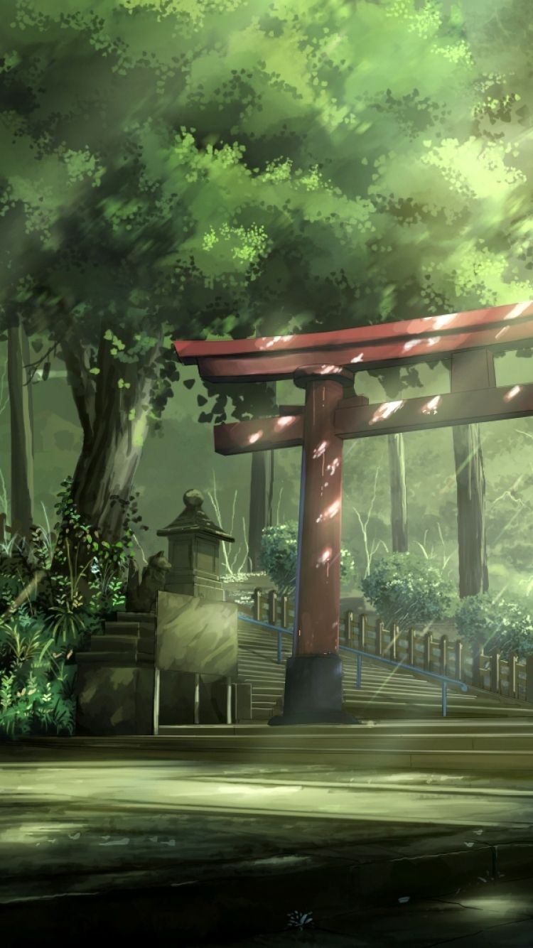 Torii rosso foresta verde, 750x1334 Verticale, Telefono