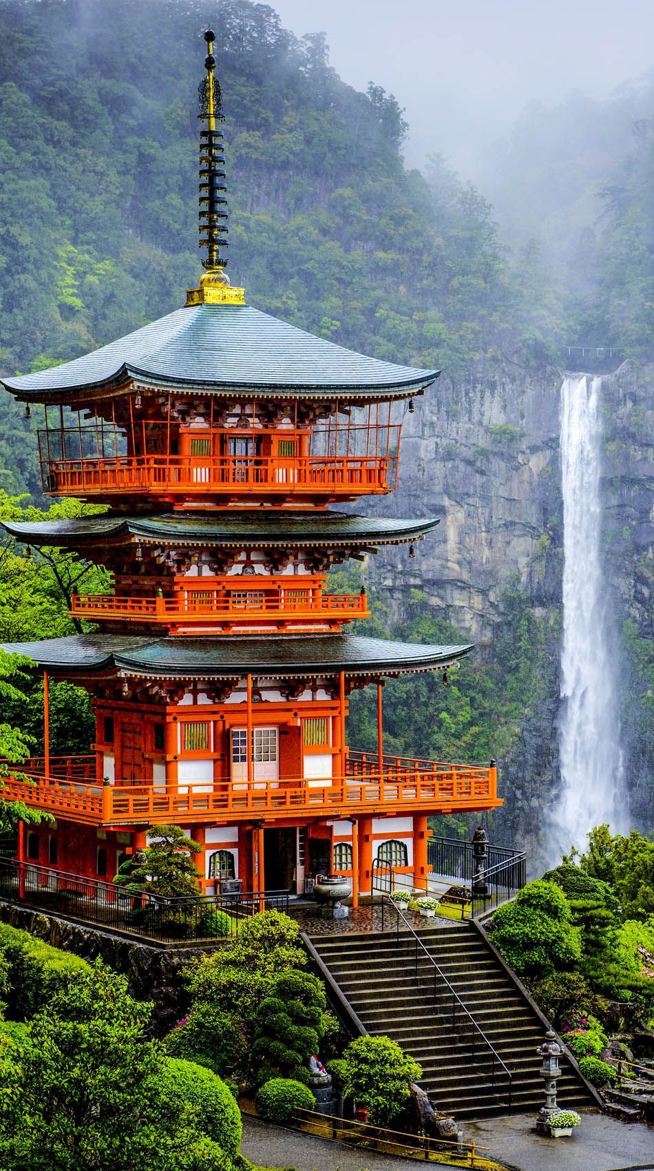 Pagoda rossa con cascata, 950x1700 Verticale, Mobile
