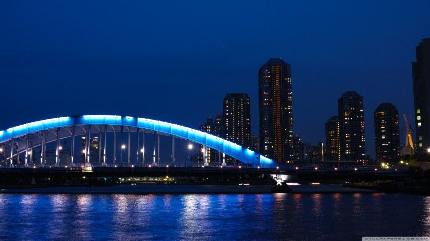 Ponte Eitai Tokyo notte, 1366x768 720p, Laptop