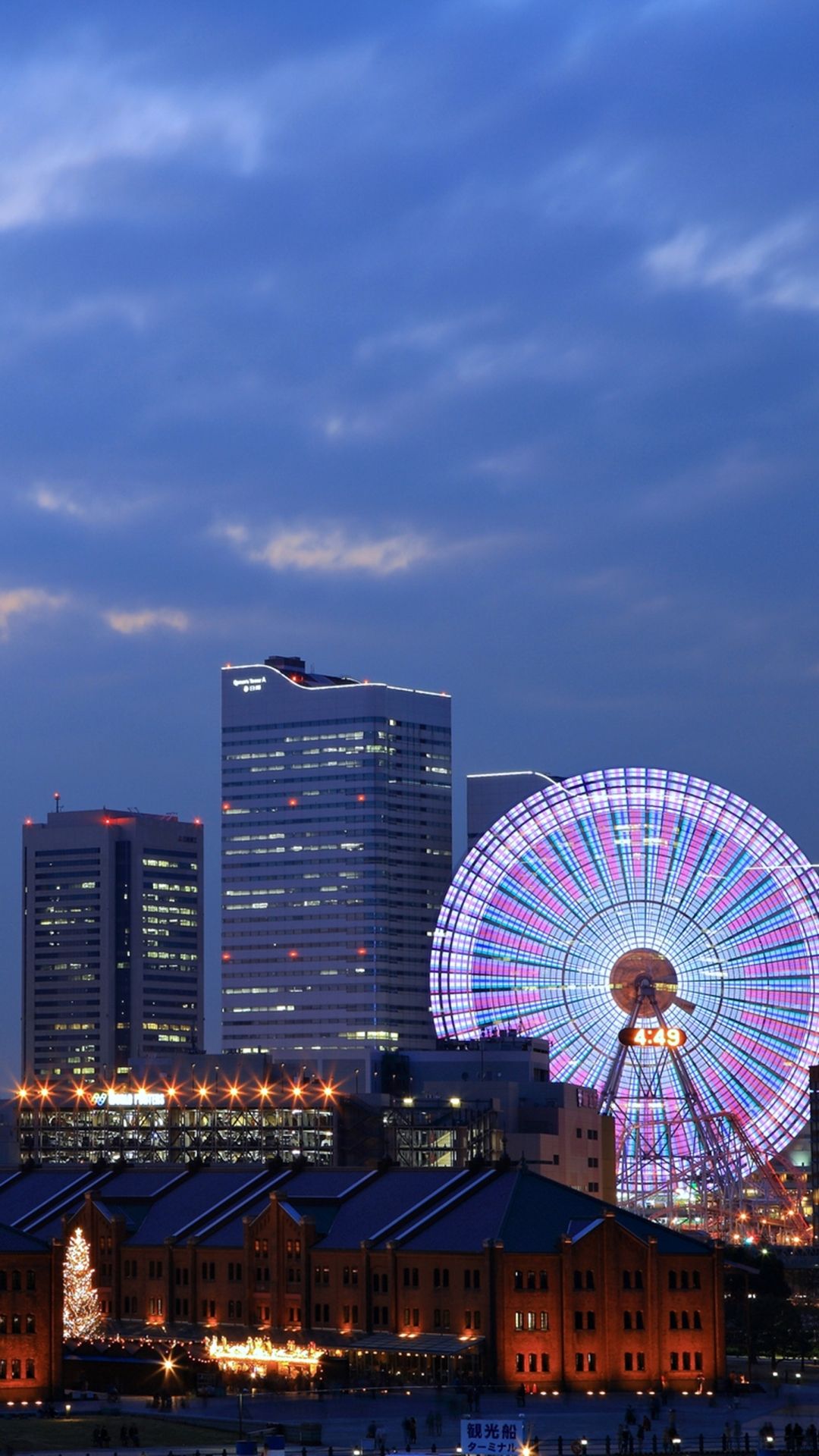 Yokohama ruota panoramica sera, 1080x1920 Verticale, Telefono
