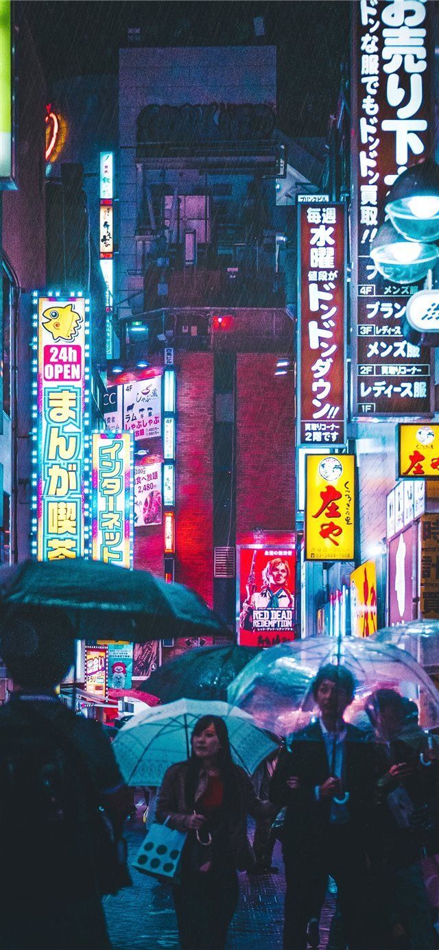 Shibuya notturna con neon, 640x1385 Verticale, Mobile
