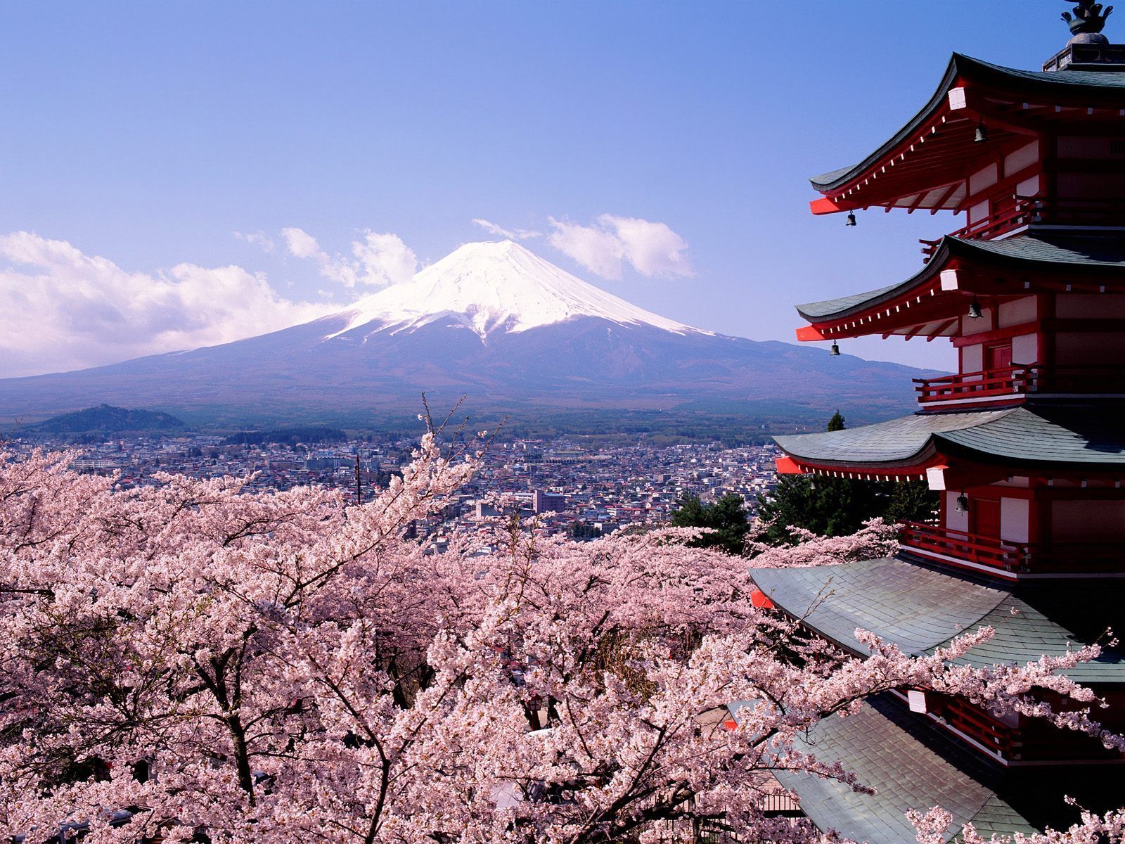 Monte Fuji e pagoda, Giappone, 1600x1200 HD, PC