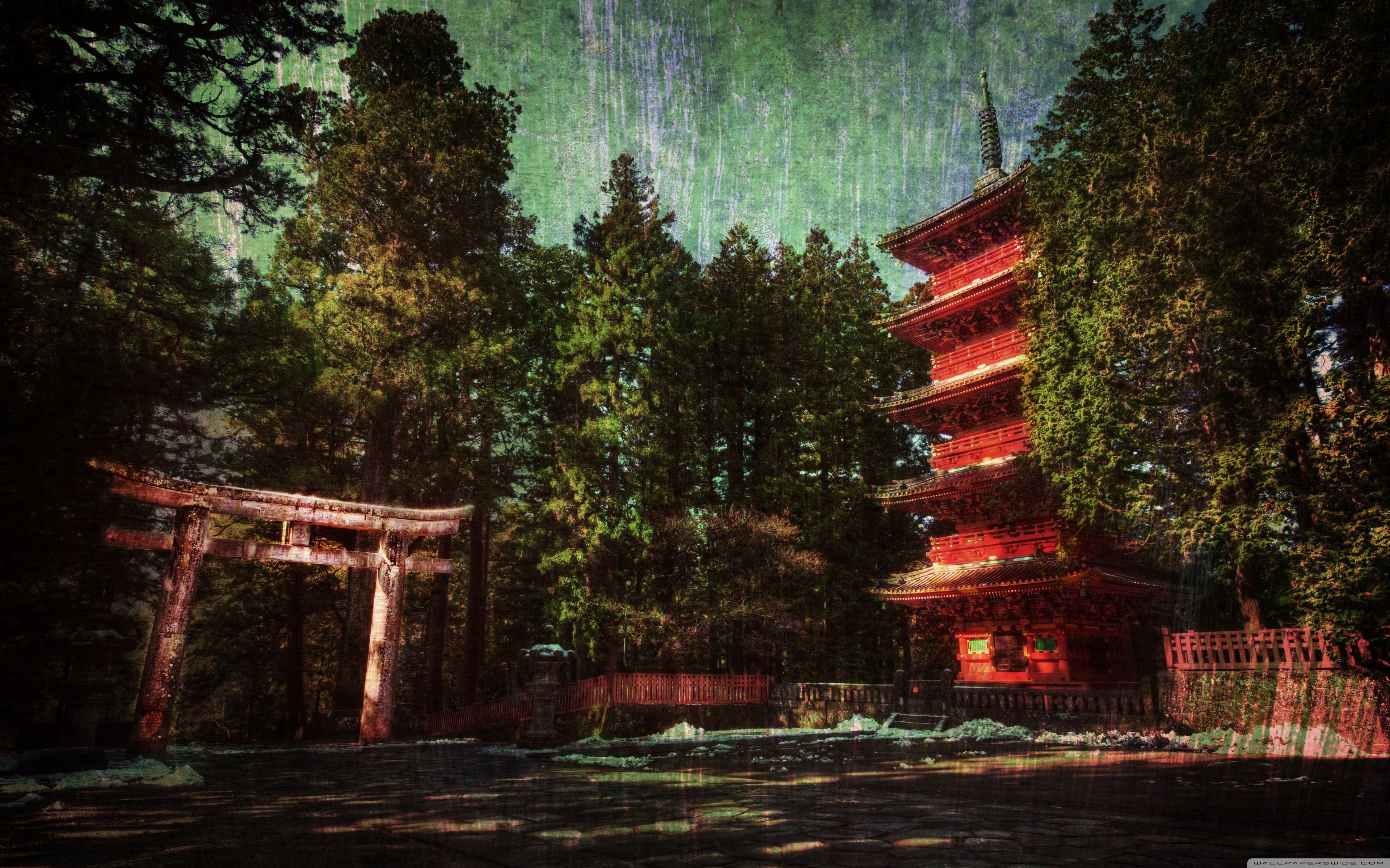 Pagoda rossa e torii giapponesi, 3840x2400 Ultra HD, Monitor 4K