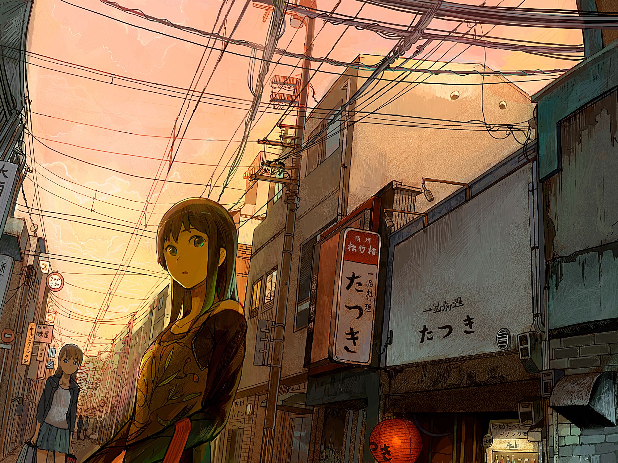 Strada giapponese anime al tramonto, 2000x1500 Hi-Res, Laptop