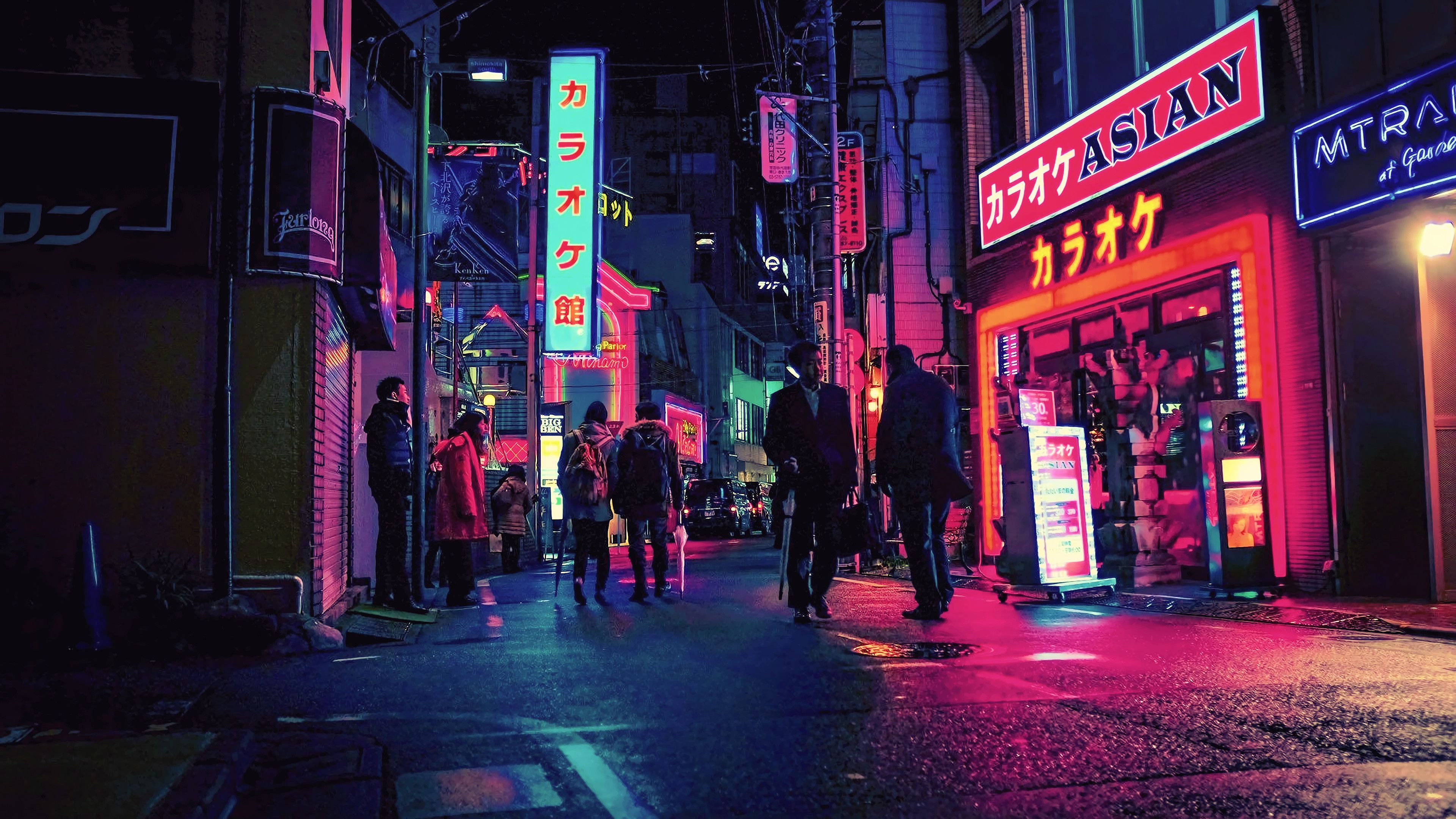 Strada notturna neon Giappone, 3840x2160 UHD, PC 4K
