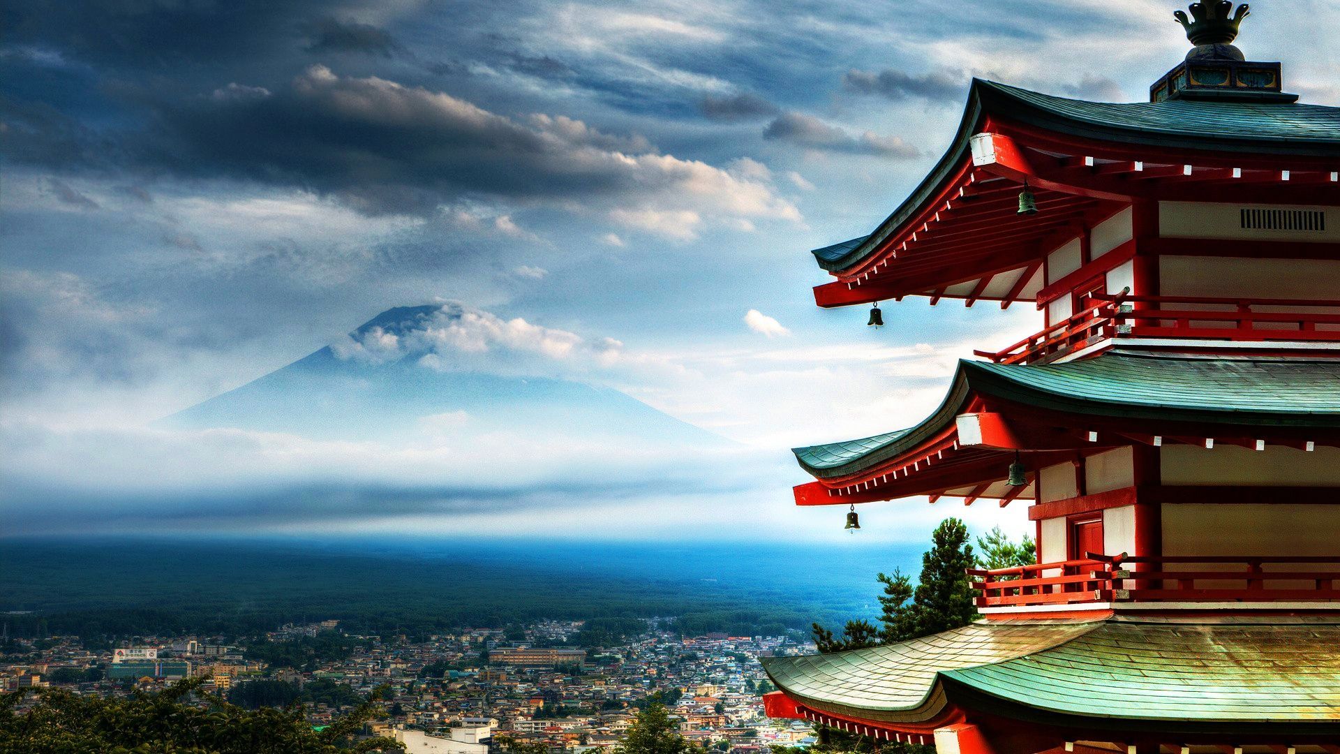 Pagoda rossa e Monte Fuji, Giappone, 1920x1080 1080p, PC