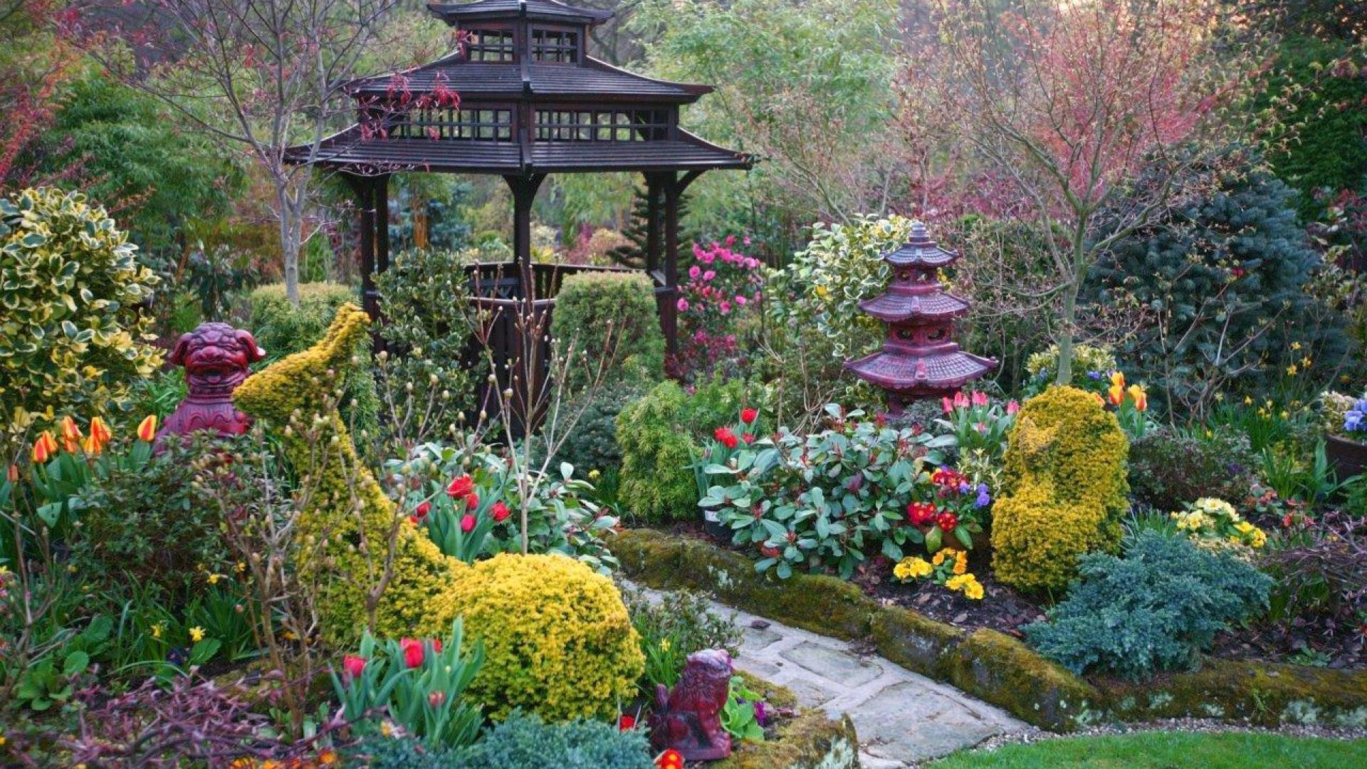 Giardino giapponese con pagoda, 1920x1080 Full HD, PC