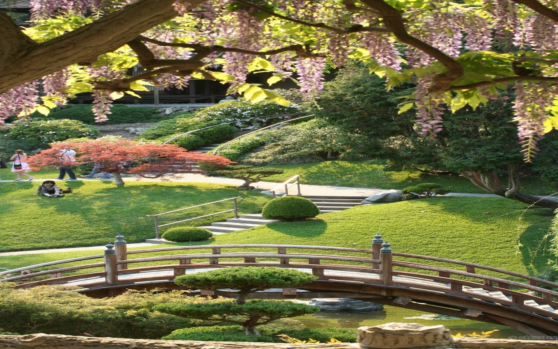 Giardino giapponese con ponte, 1920x1200 WUXGA, Desktop