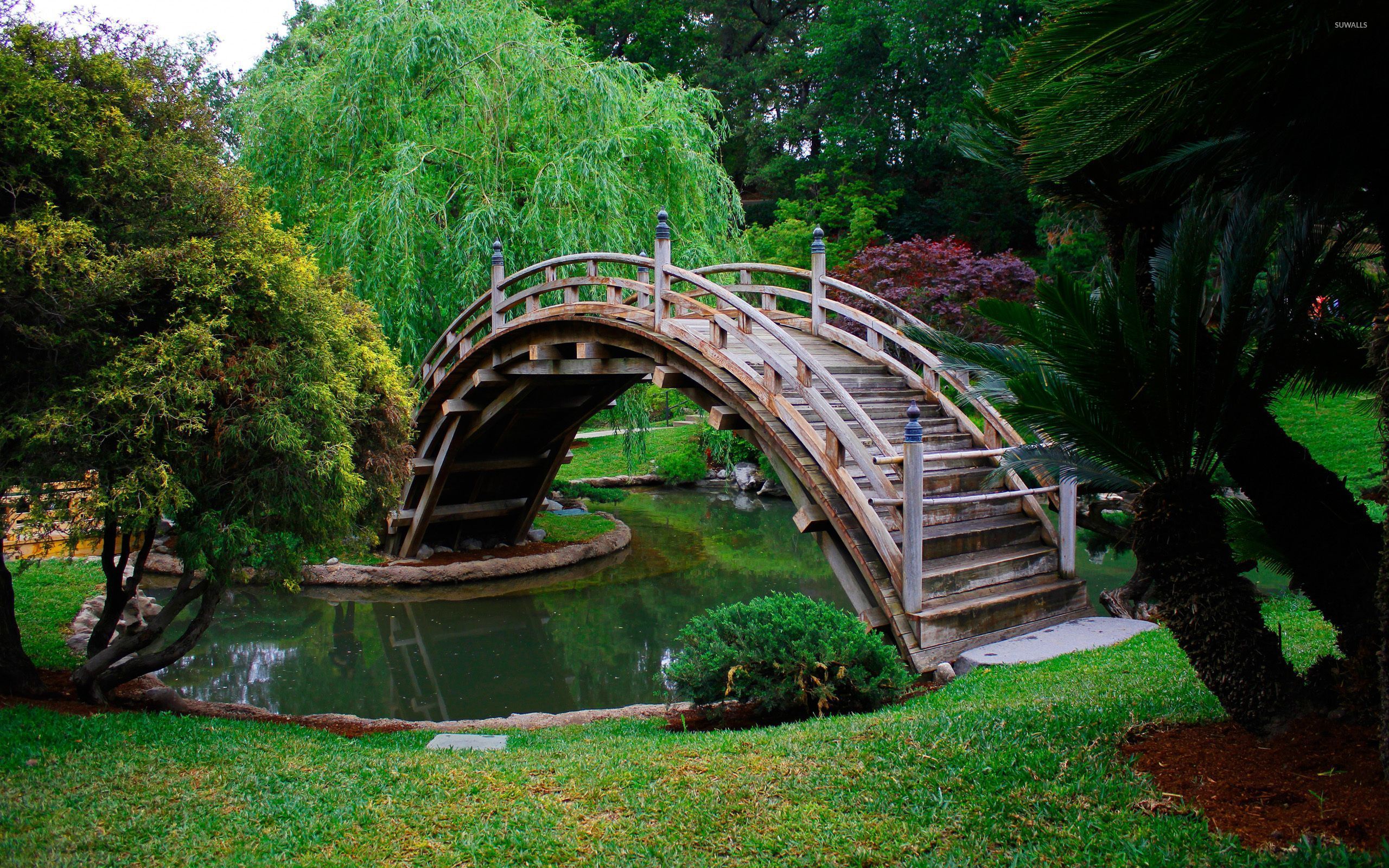 Ponte di legno giardino giapponese, 2560x1600 2K, PC
