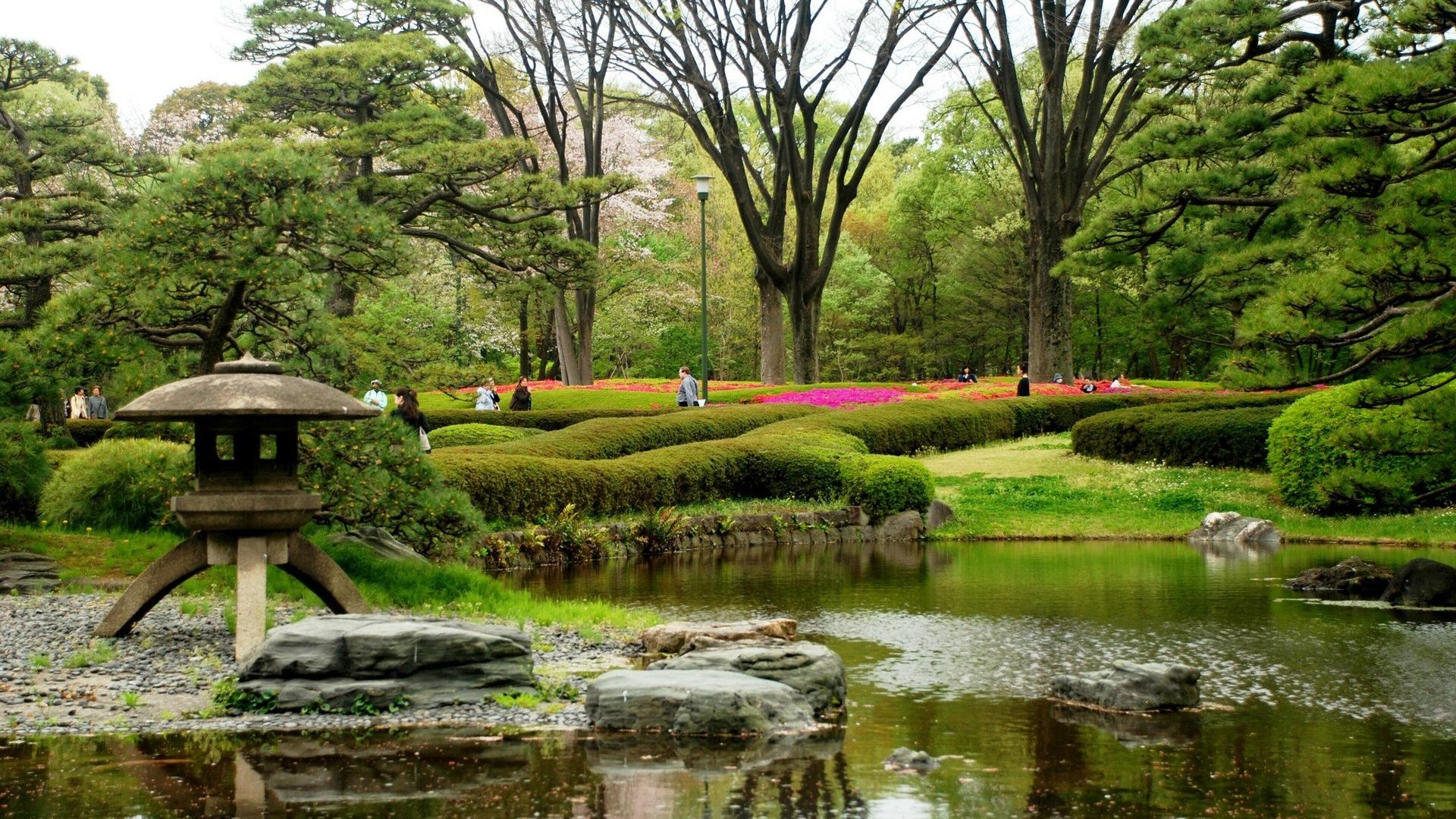 Giardino giapponese con laghetto, 1920x1080 Full HD 1080p, PC Desktop