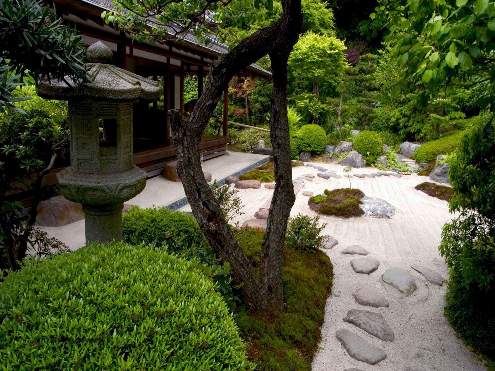 Giardino zen giapponese con lanterna, 1600x1200 HD, PC