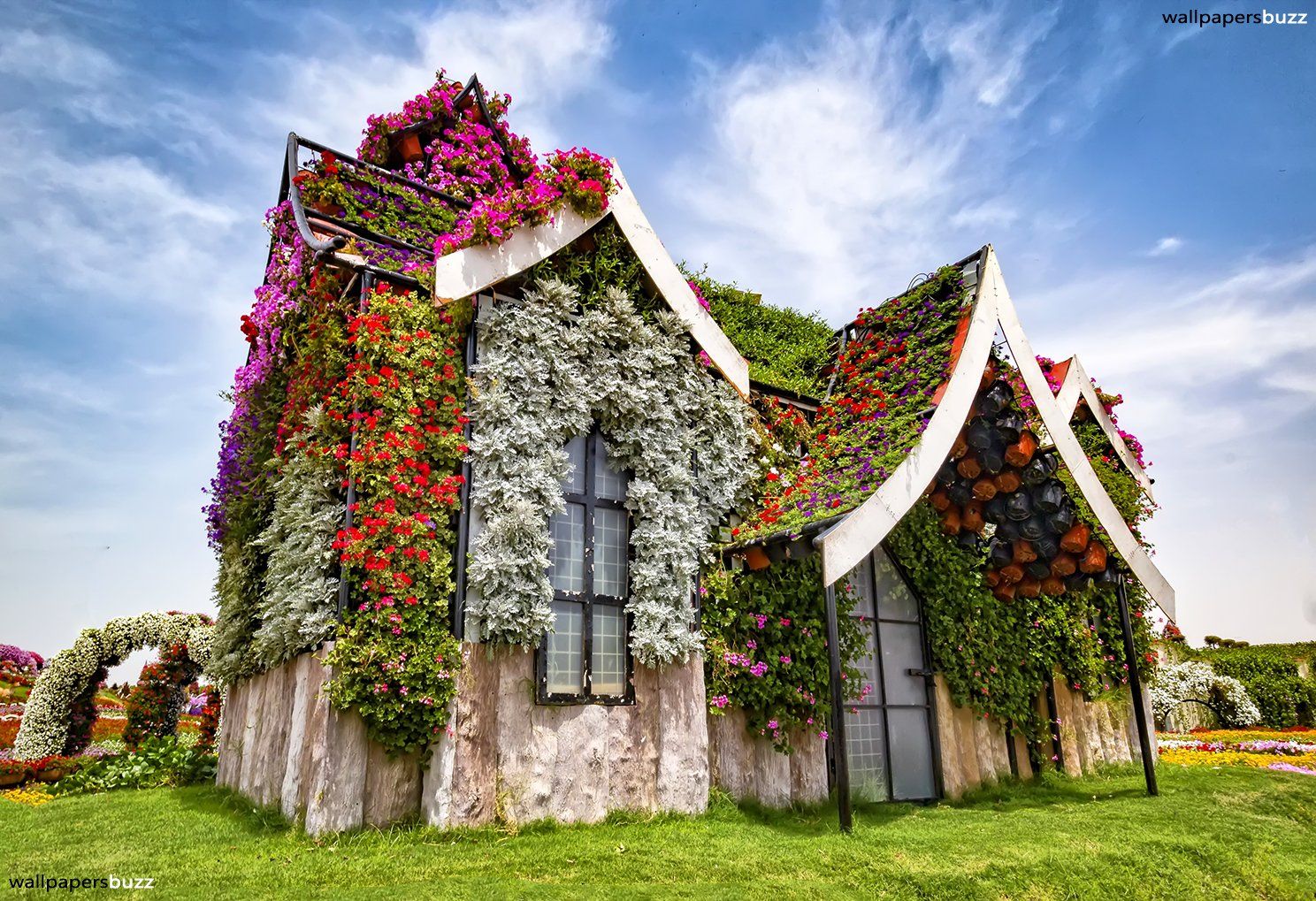 Casa ricoperta di fiori, 1488x1019 720p, Laptop