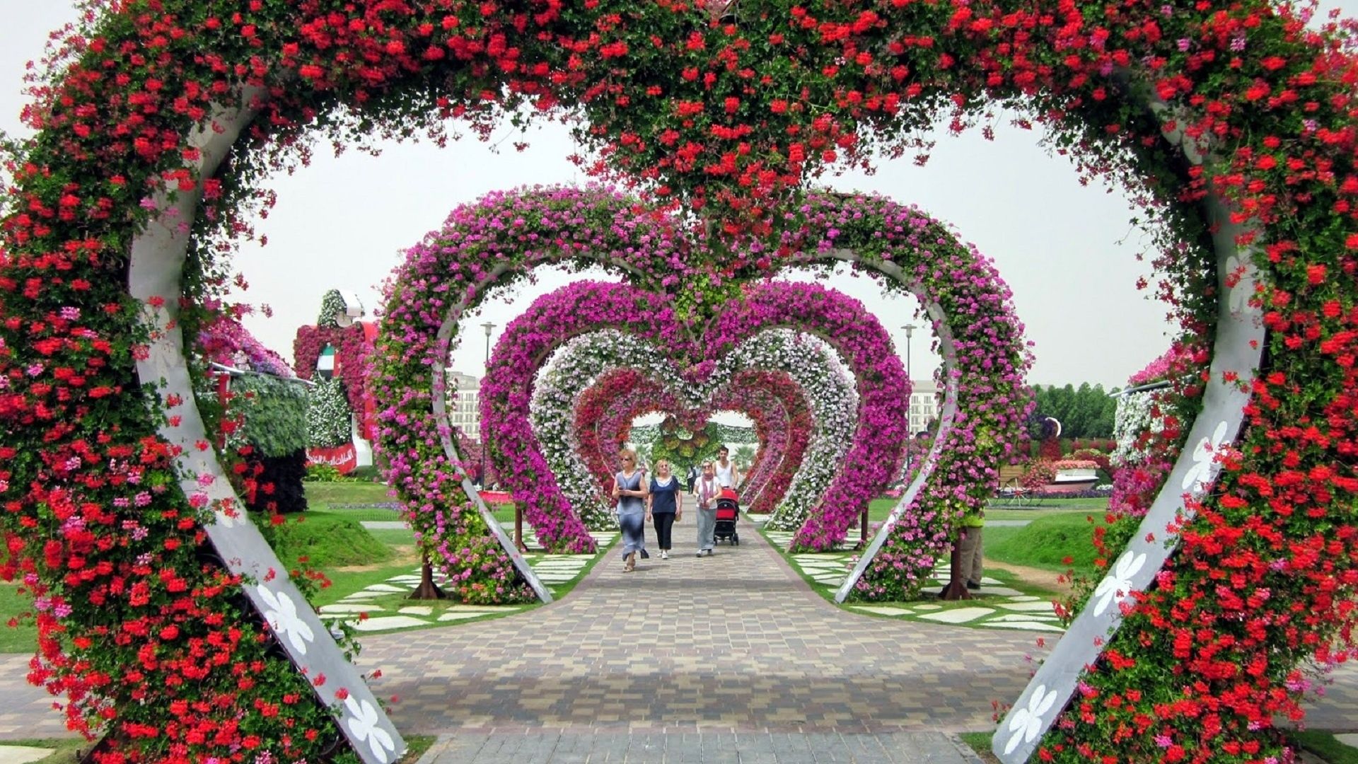Archi a cuore di fiori, 1920x1080 Full HD 1080p, PC