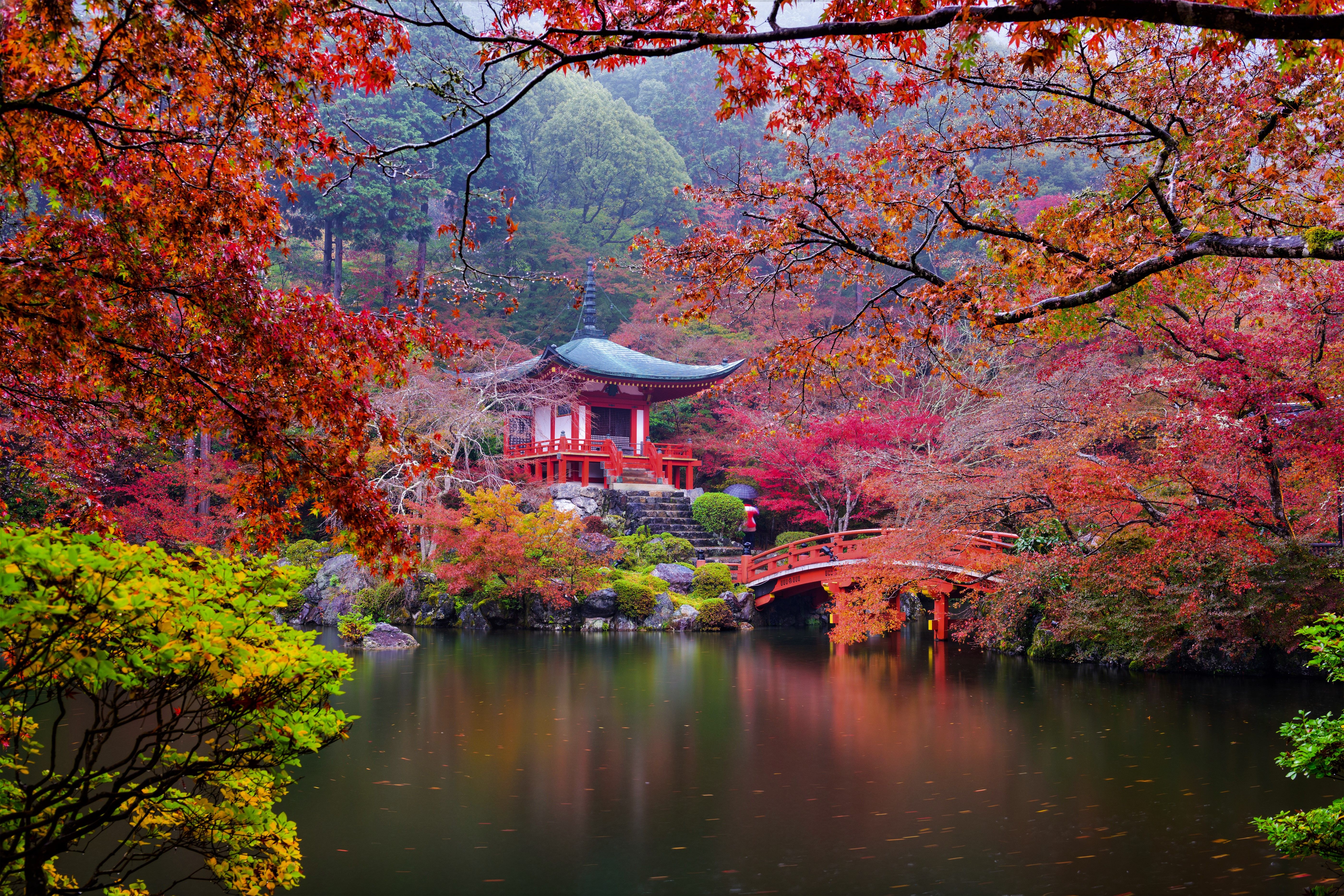 Giardino giapponese autunnale con padiglione, 5600x3734 Ultra HD, 4K TV