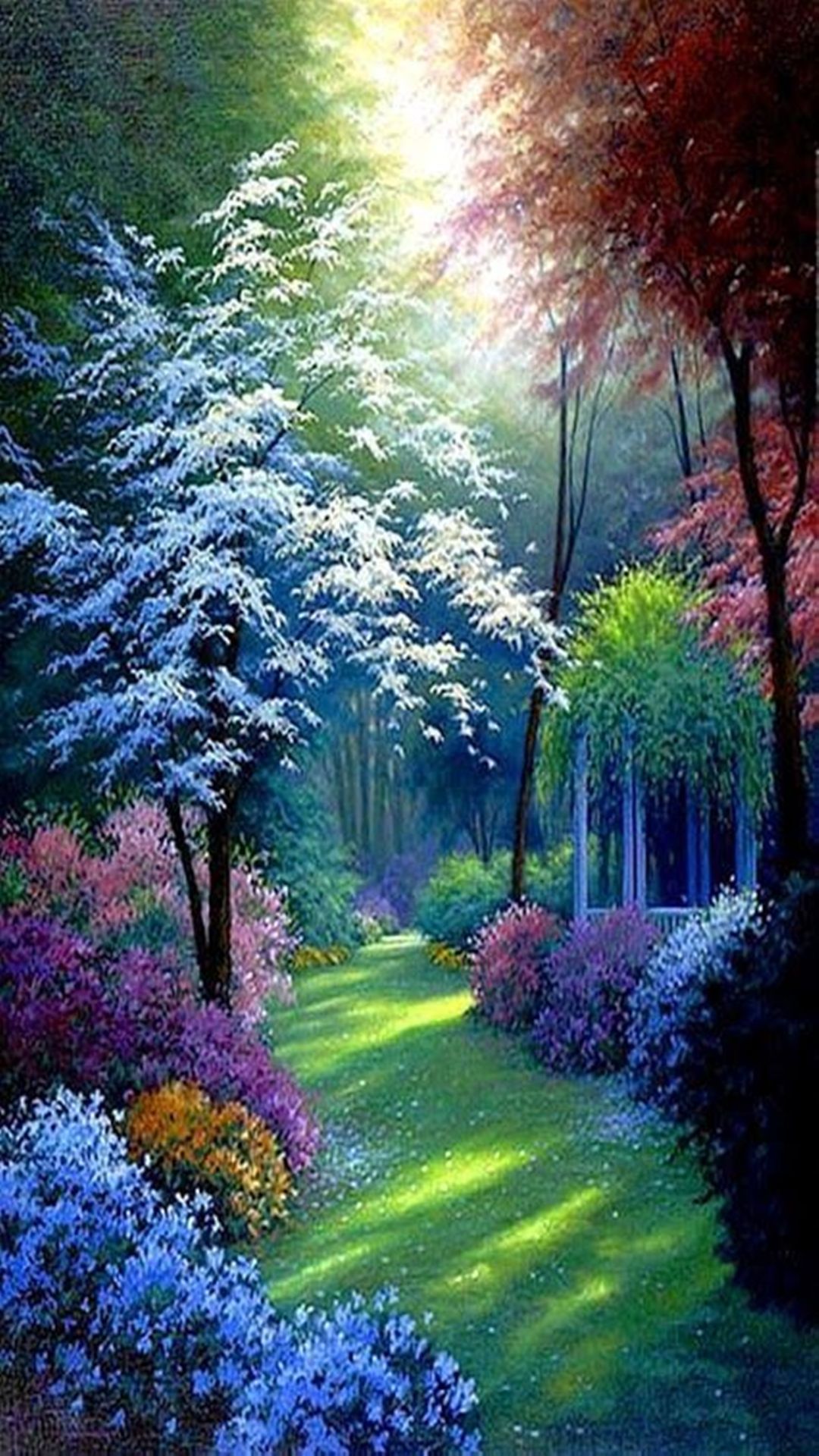 Giardino colorato con luce solare, 1080x1920 Verticale, Mobile