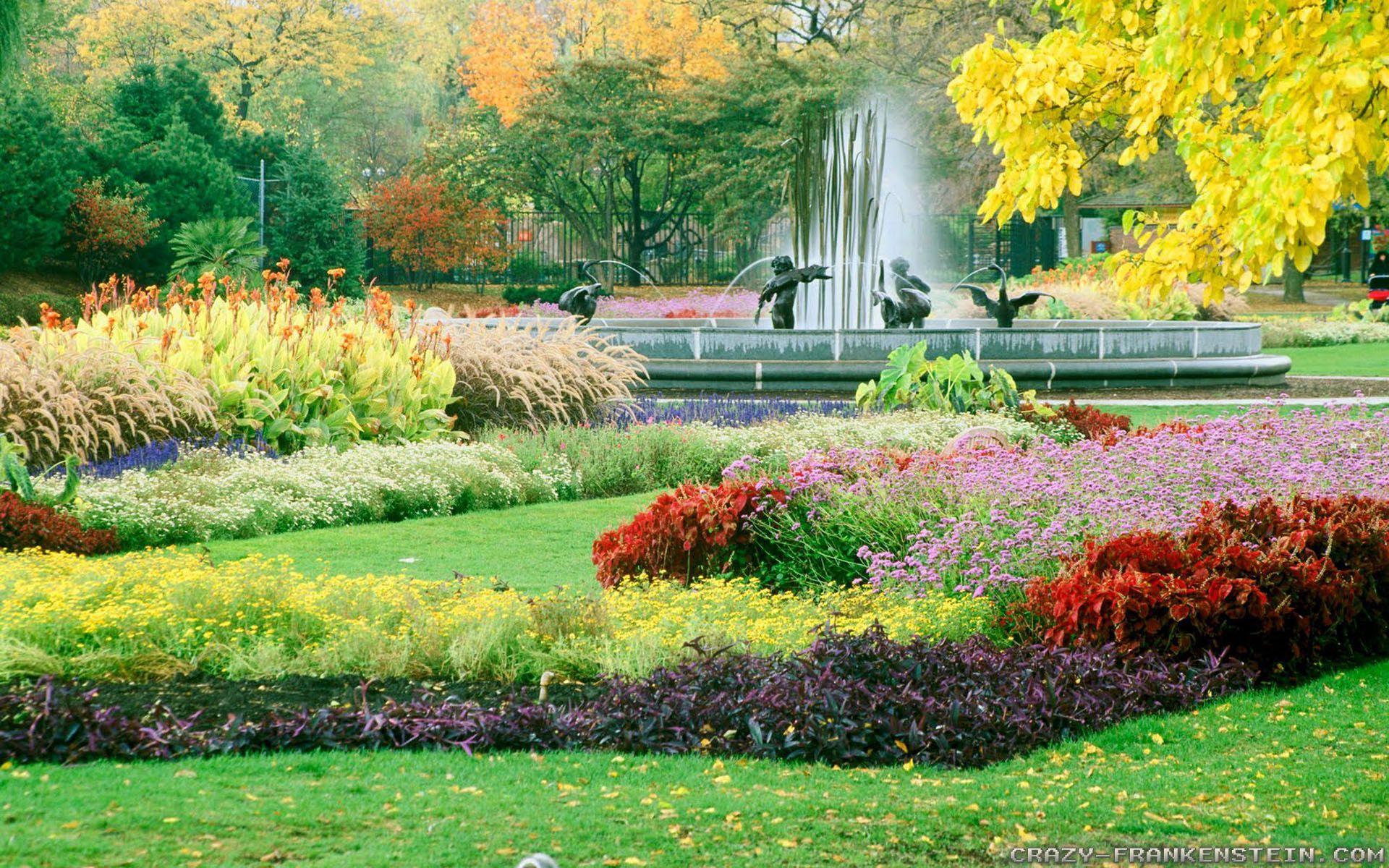 Fontana in giardino autunnale colorato, 1920x1200 Full HD+, Desktop