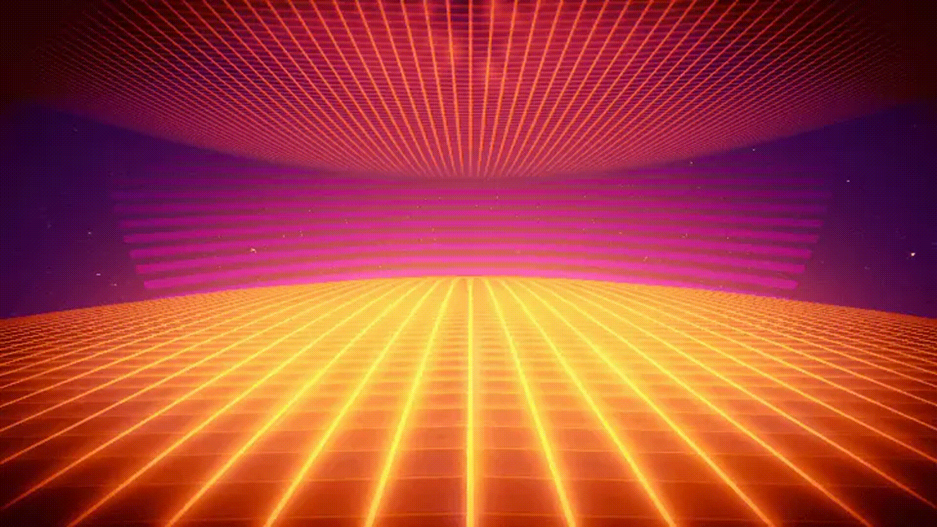 Griglia neon retrowave arancione, 1920x1080 Full HD, PC